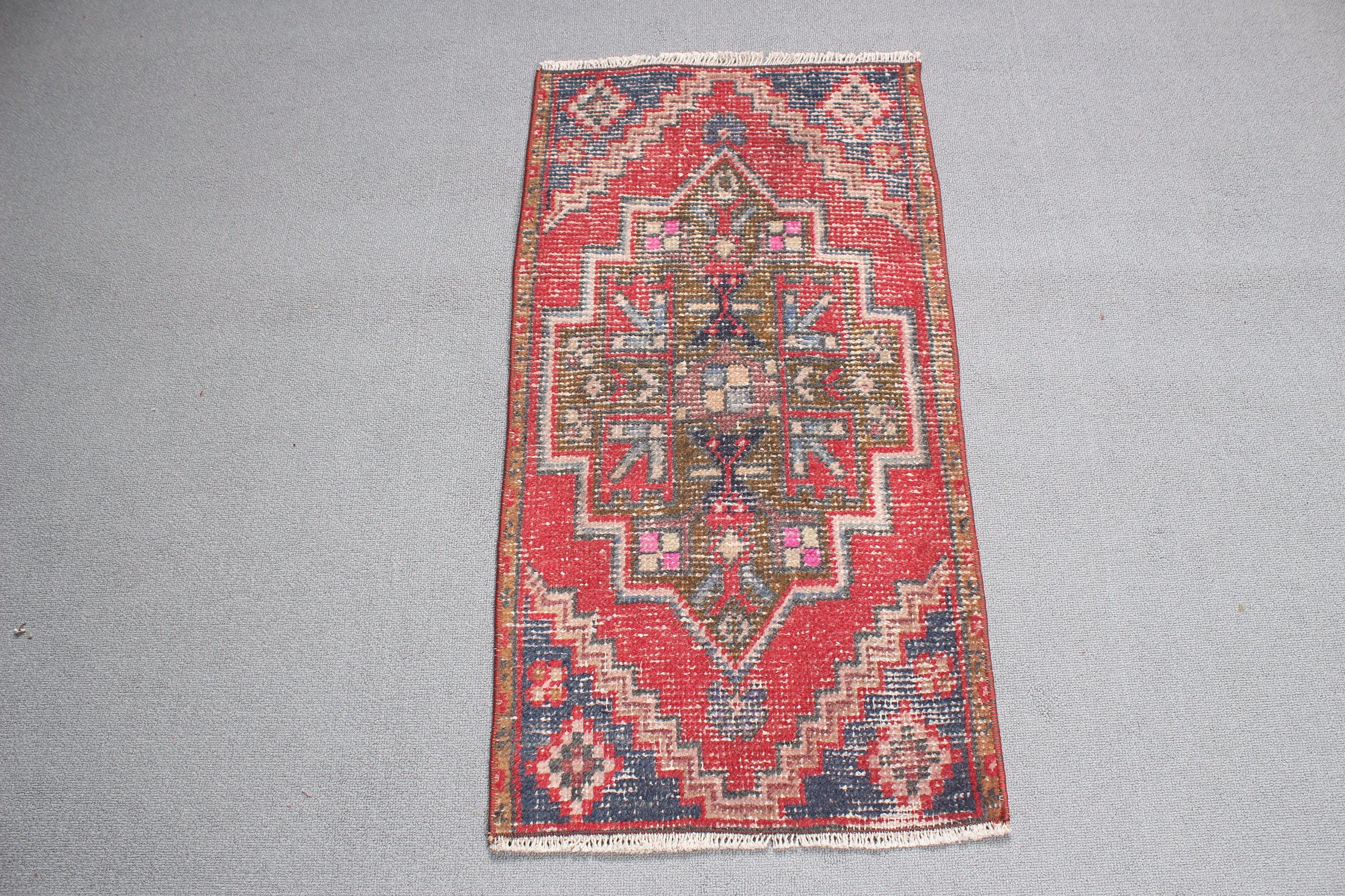 Türk Halıları, 1.5x2.9 ft Küçük Halılar, Aztek Halıları, Kırmızı Ev Dekorasyonu Halısı, Nötr Halılar, Küçük Vintage Halı, Yatak Odası Halıları, Vintage Halı, Boho Halı