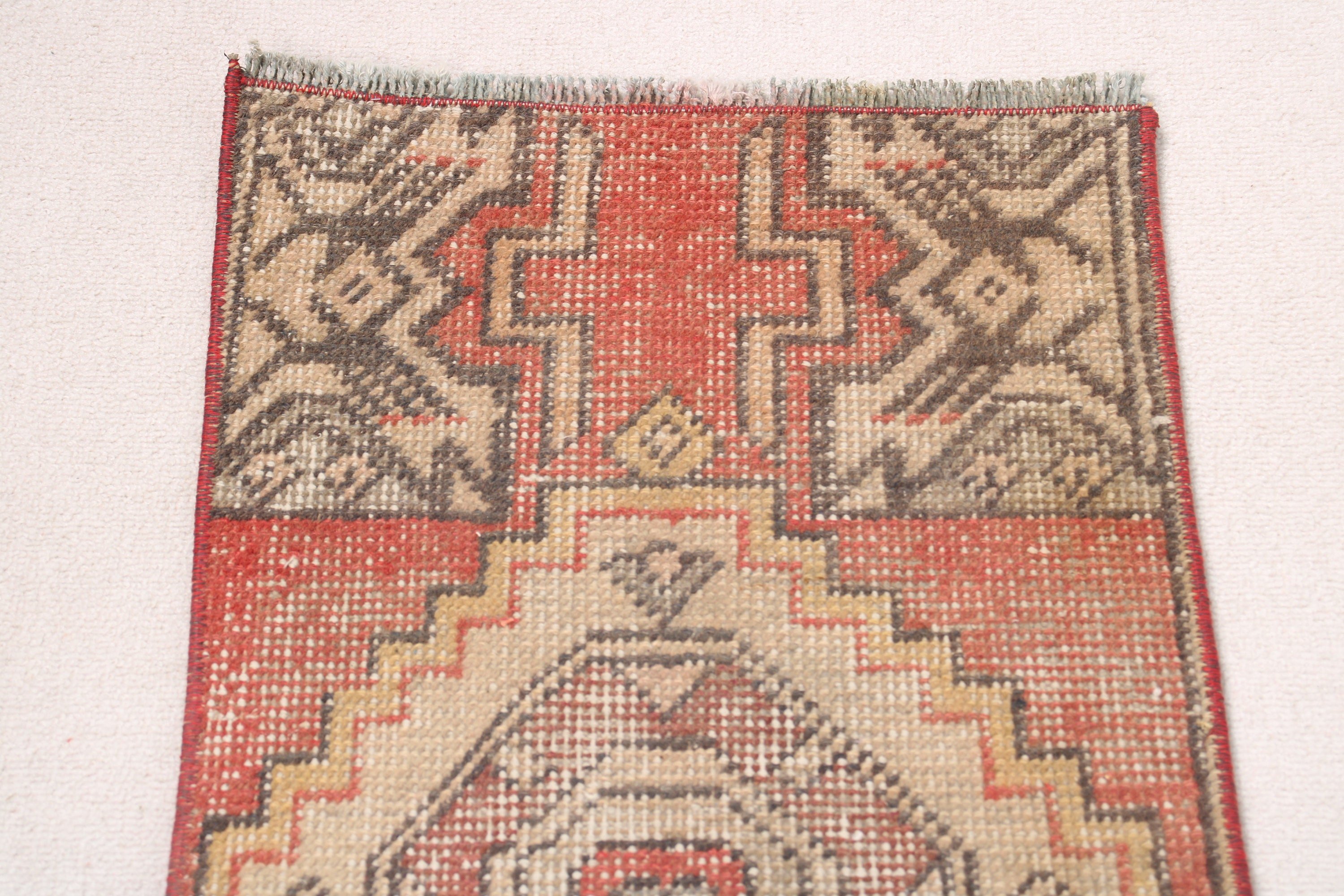 Türk Halısı, Küçük Alan Halıları, Vintage Halı, 1.3x2.6 ft Küçük Halılar, Turuncu Yün Halılar, Kapı Paspası Halısı, Modern Halılar, Ev Dekorasyonu Halısı, Nötr Halı