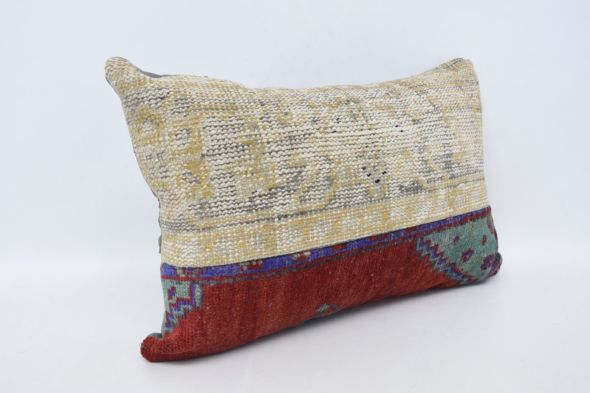 16"x24" Beige Cushion Case, Accent Pillow, Ethnical Kilim Rug Pillow, Ikat Cushion Cover, Kilim Pillow Cover, Vintage Kilim Pillow
