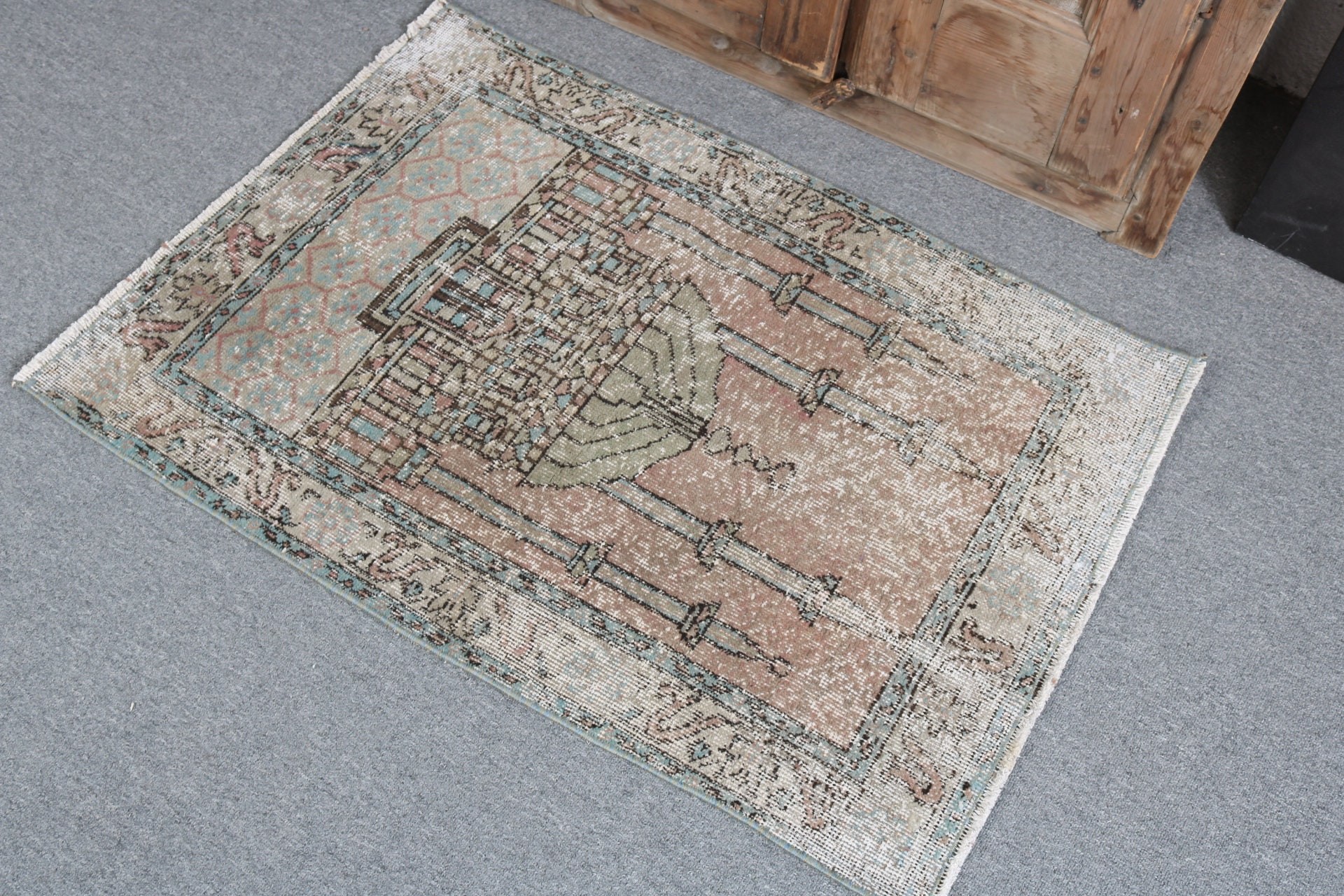 Bohem Halı, Çocuk Halısı, Yatak Odası Halısı, Vintage Halı, Kahverengi Geometrik Halı, Fas Halısı, Geometrik Halı, 2.4x3.4 ft Küçük Halılar, Türk Halısı