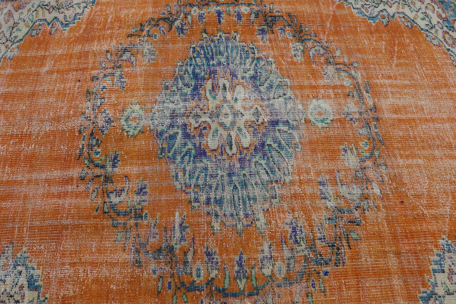 Floor Rugs, Moroccan Rugs, Bedroom Rug, Living Room Rug, Natural Rugs, Orange Oriental Rug, Turkish Rug, Vintage Rug, 5.2x8 ft Large Rugs