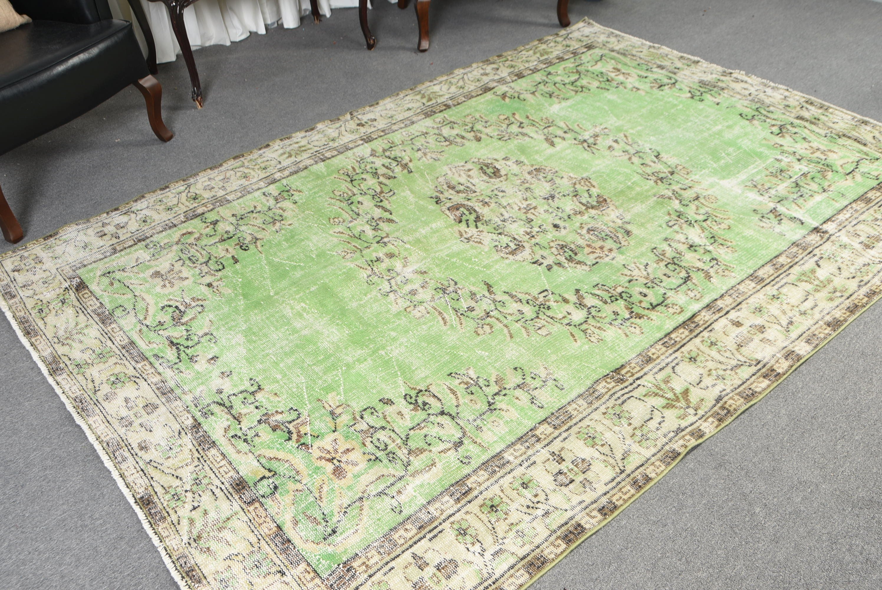 Home Decor Rug, Green Bedroom Rug, Office Rug, Vintage Rug, Dining Room Rug, Living Room Rug, Cool Rug, Turkish Rug, 5.8x8.8 ft Large Rugs