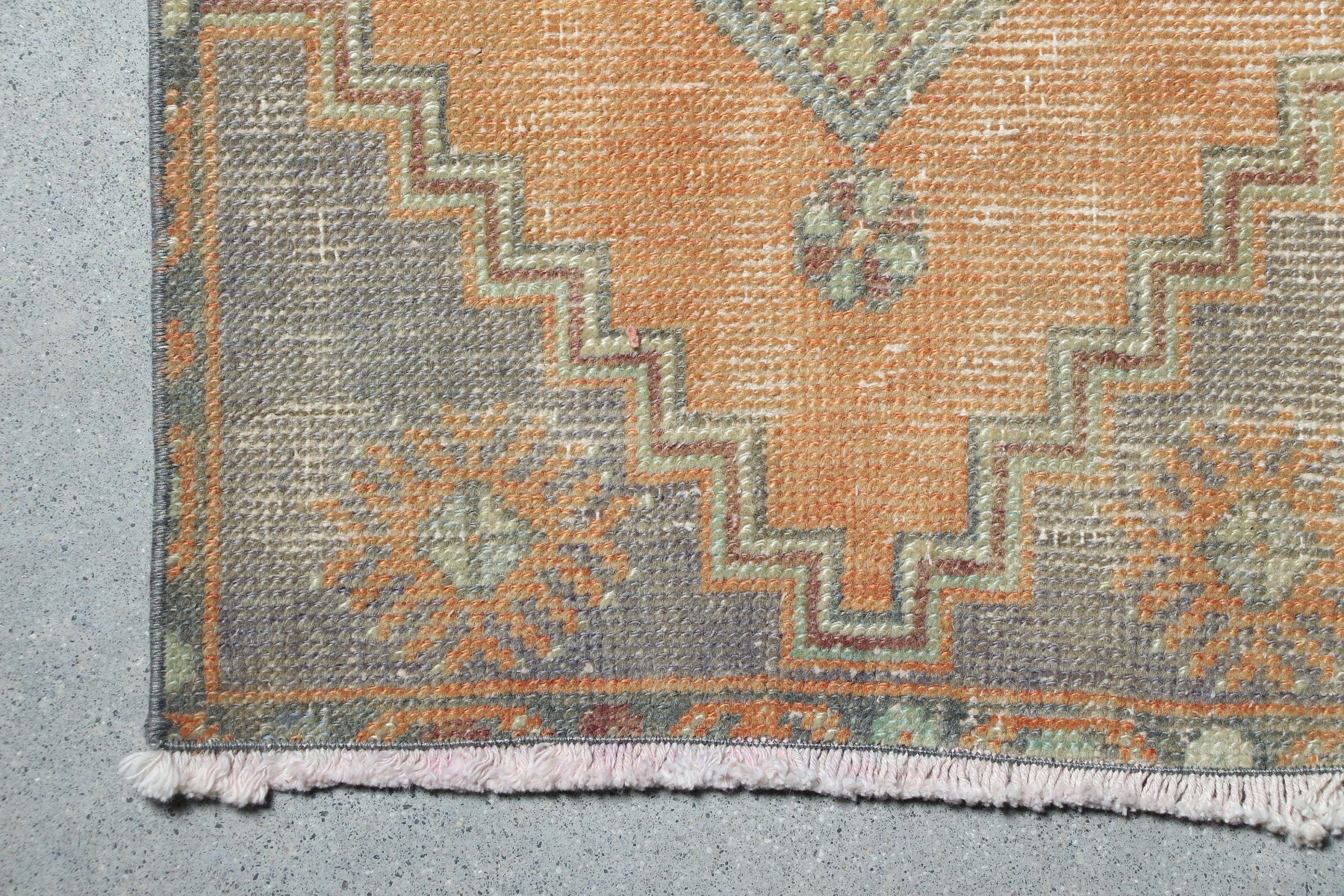 Vintage Rugs, Antique Rug, Nursery Rugs, Oriental Rug, Orange  1.5x2.8 ft Small Rug, Old Rugs, Turkish Rug, Kitchen Rug