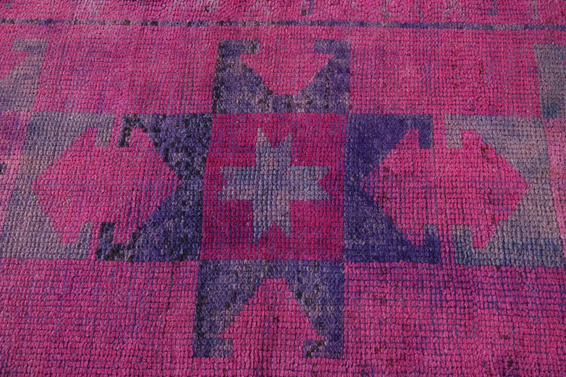 Wool Rug, Beni Ourain Runner Rug, Aztec Rug, Turkish Rugs, Pink Floor Rug, 2.9x11.2 ft Runner Rug, Geometric Rug, Vintage Rug, Hallway Rugs