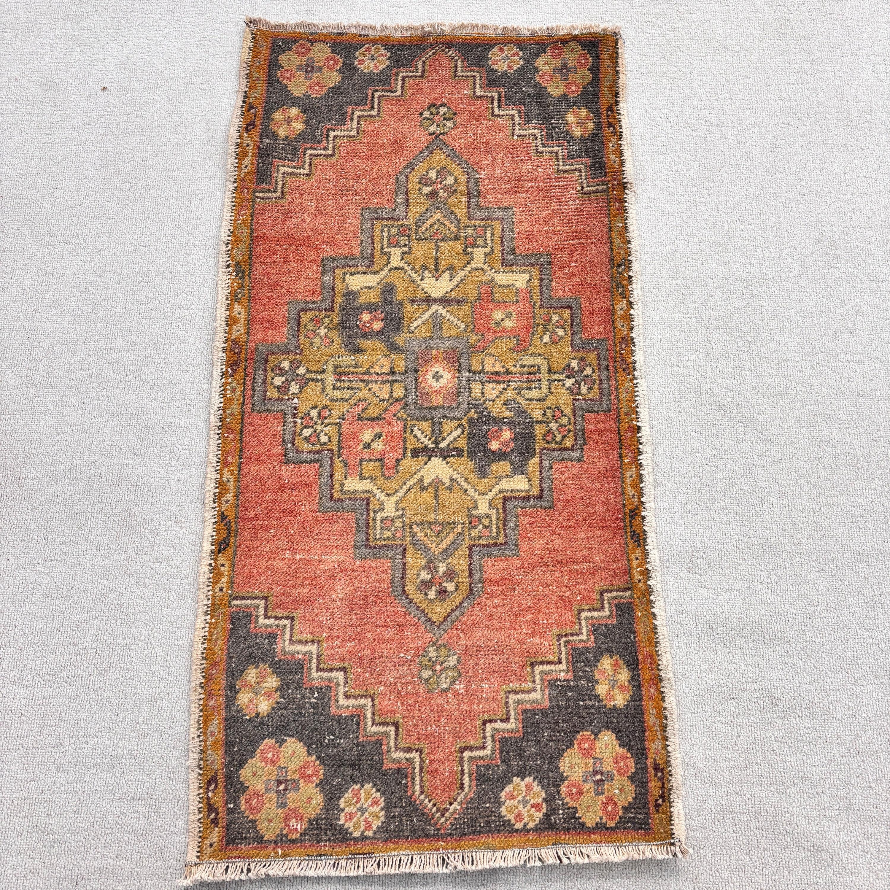 Türk Halıları, Kahverengi Oryantal Halılar, Lüks Halı, Anadolu Halısı, Vintage Halı, Yatak Odası Halıları, Kapı Paspası Halısı, Fas Halıları, 1.7x3.4 ft Küçük Halılar