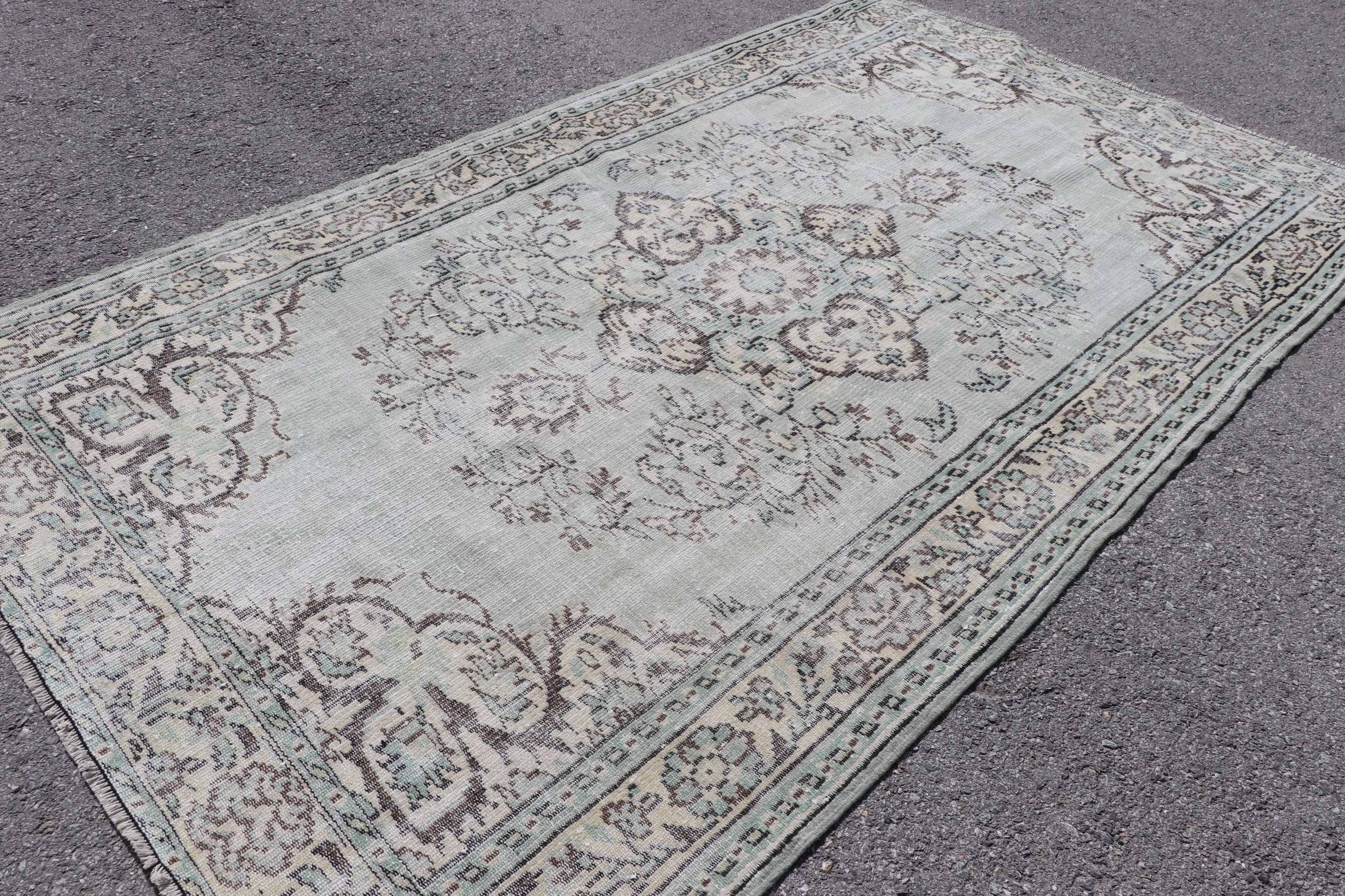 5.8x9.8 ft Large Rug, Distressed Rug, Vintage Rug, Dining Room Rug, Turkish Rug, Bedroom Rugs, Oushak Rug, Green Oriental Rugs, Cool Rugs