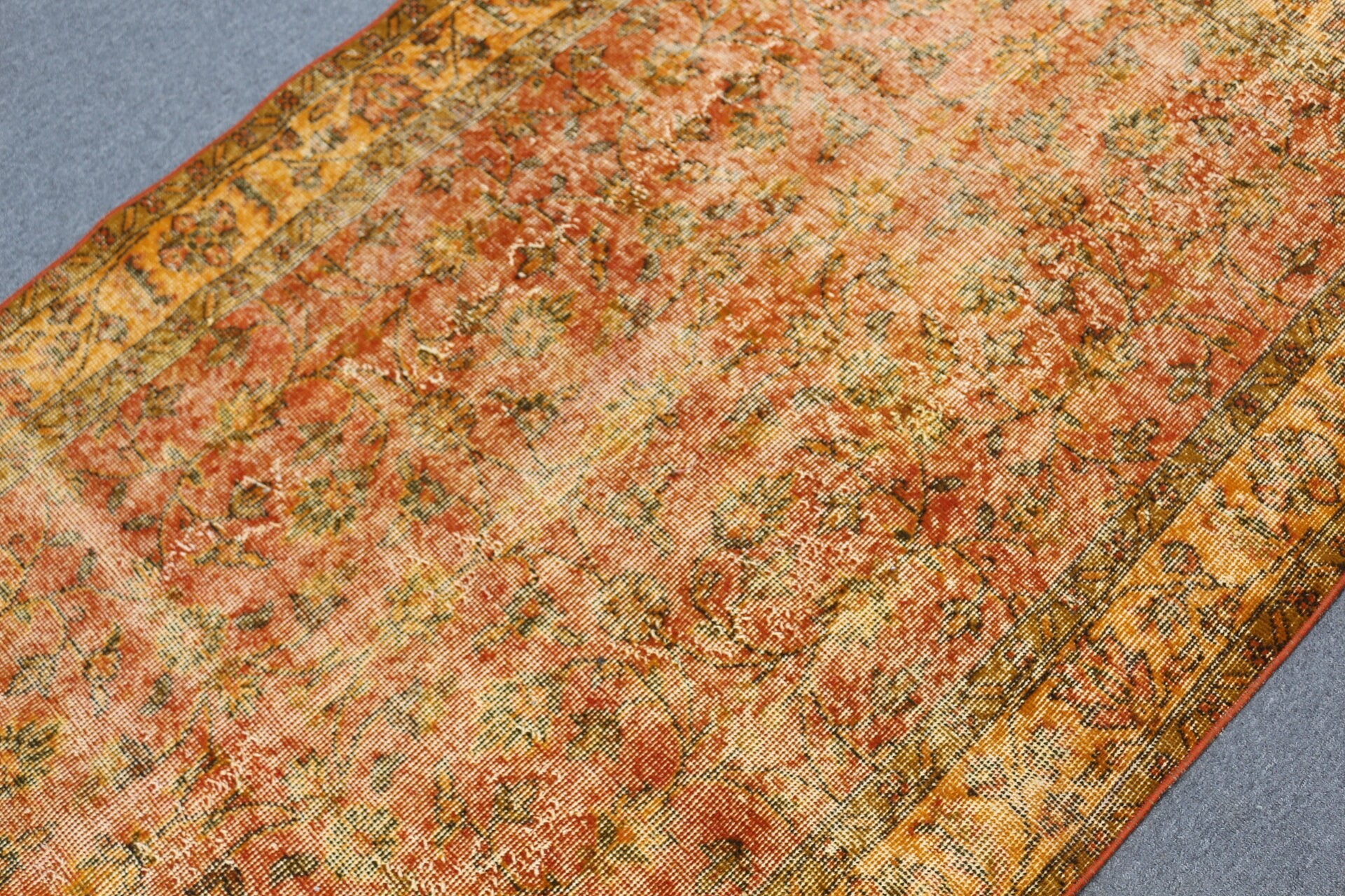 3.7x6.5 ft Area Rug, Orange Floor Rugs, Turkish Rug, Rugs for Area, Dining Room Rug, Antique Rugs, Vintage Rug, Kitchen Rug