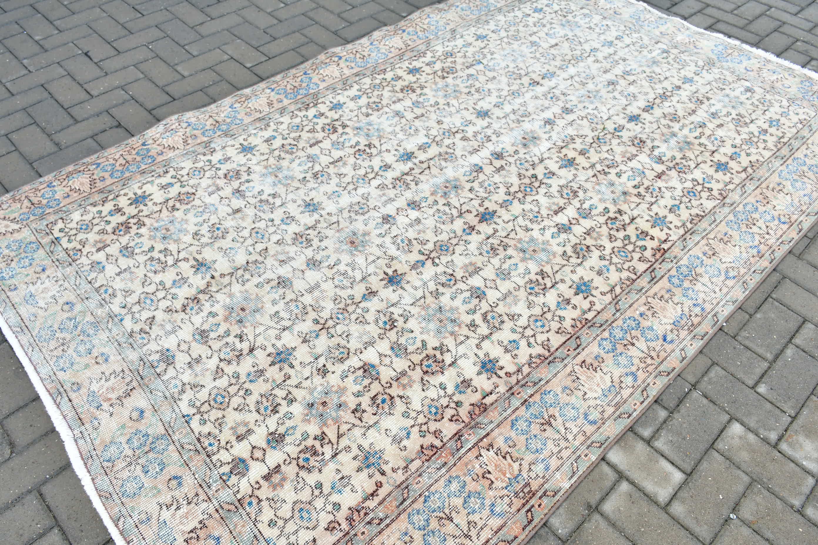 5.4x9 ft Large Rug, Turkish Rug, Dining Room Rug, Vintage Rug, Salon Rug, Wool Rug, Rugs for Dining Room, Oushak Rug, Beige Antique Rug