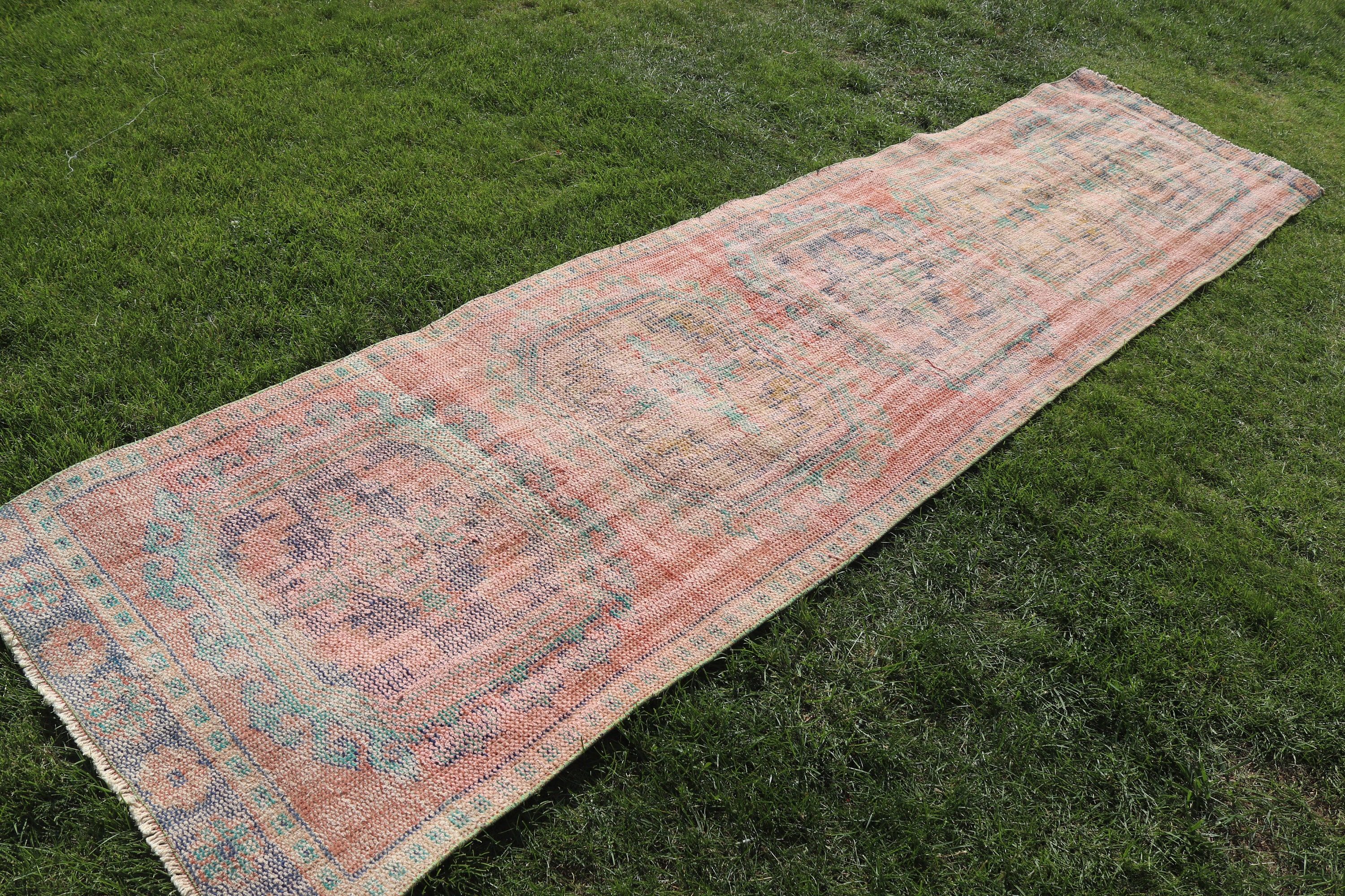 2.9x11.5 ft Runner Halı, Merdiven Halısı, Düz Dokuma Halılar, Türk Halıları, Vintage Runner Halıları, Vintage Halılar, Turuncu Yatak Odası Halısı, Fas Halıları