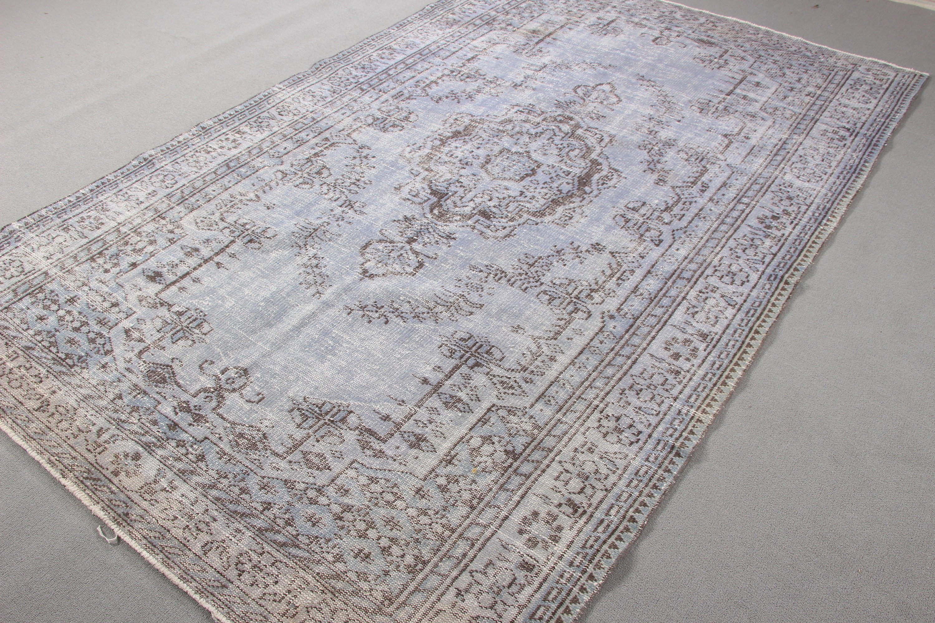 Yün Halılar, Türk Halısı, Etnik Halı, 5,9x9,3 ft Büyük Halı, Büyük Boho Halısı, Vintage Halı, Nötr Halı, Bej El Dokuma Halısı, Yatak Odası Halısı