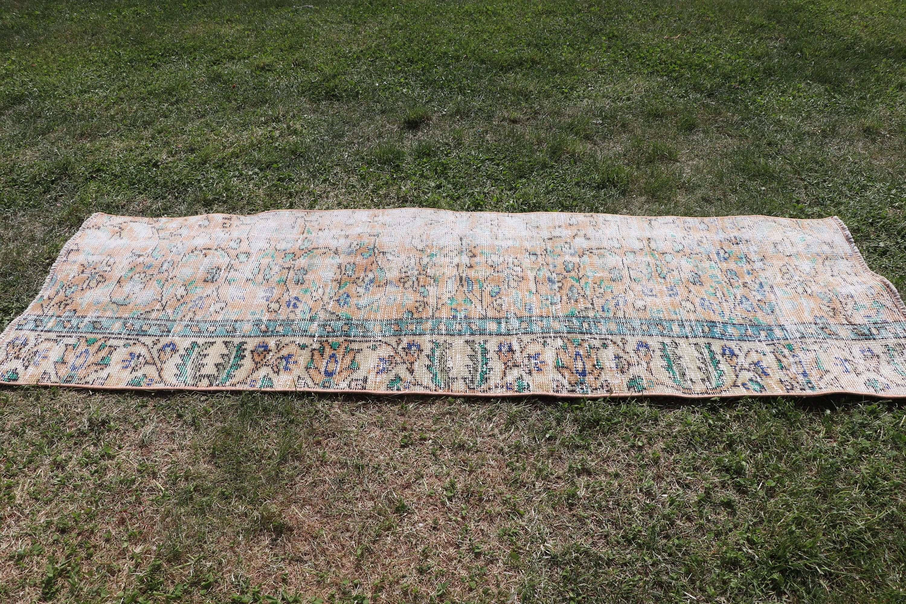 Vintage Runner Halıları, Mutfak Halıları, Vintage Halılar, Türk Halıları, Düz Dokuma Halı, 1.8x5.4 ft Runner Halısı, Geometrik Halılar, Kahverengi Yün Halılar