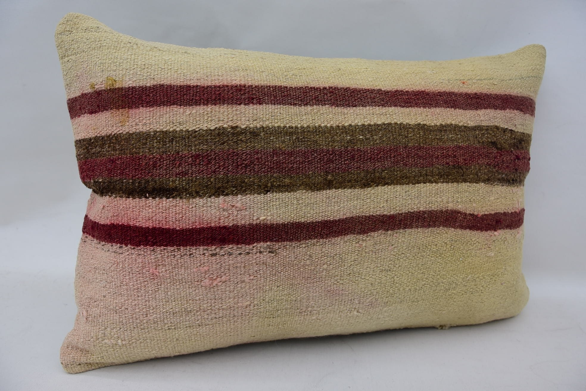 Bright Pillow Case, Turkish Kilim Pillow, Home Decor Pillow, Vintage Kilim Throw Pillow, 16"x24" Beige Pillow Cover