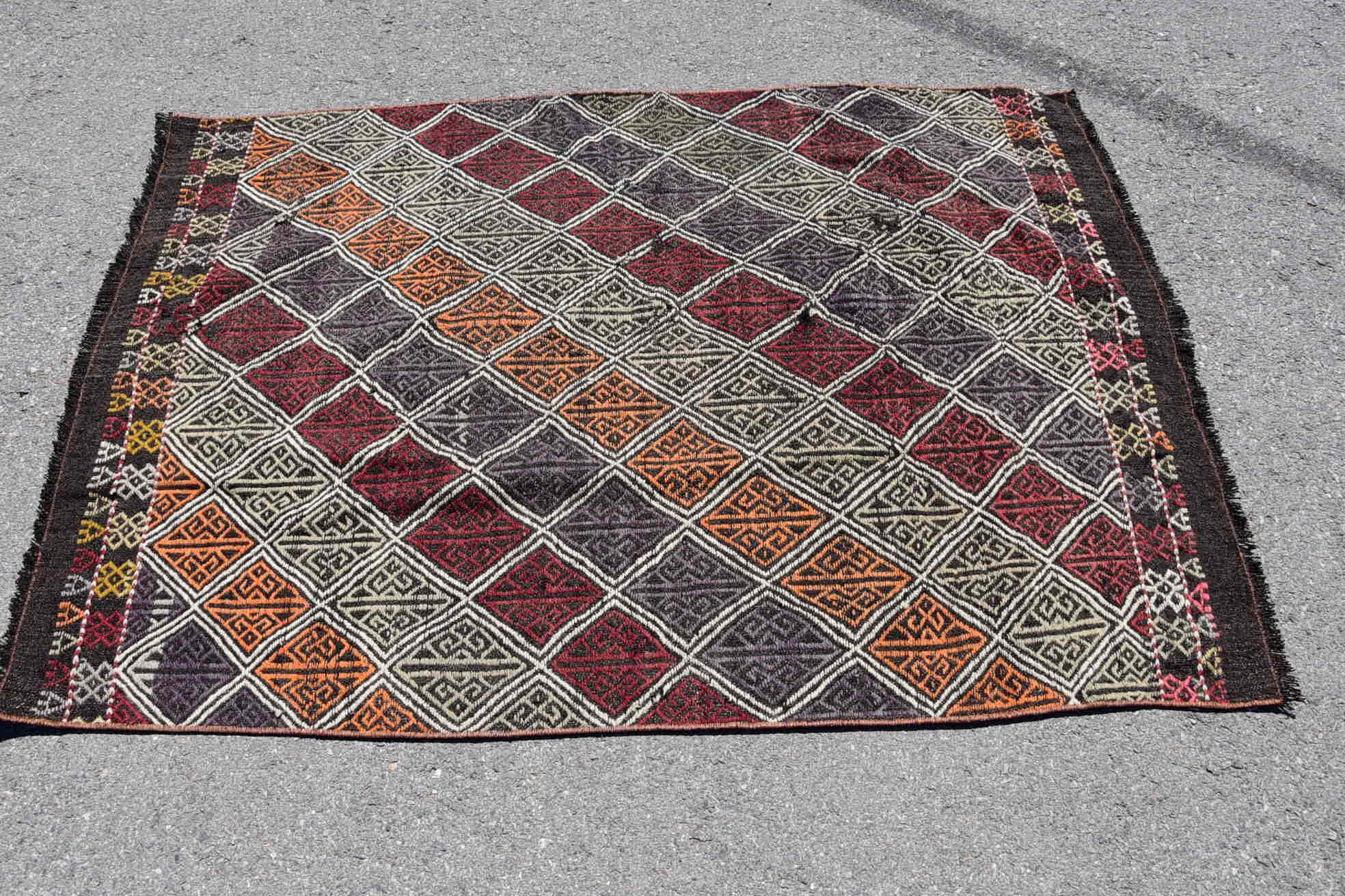 Oriental Rug, 3.9x5.4 ft Accent Rugs, Vintage Rugs, Turkish Rugs, Rugs for Nursery, Bedroom Rugs, Cool Rug, Kitchen Rug, Tribal Rugs, Kilim