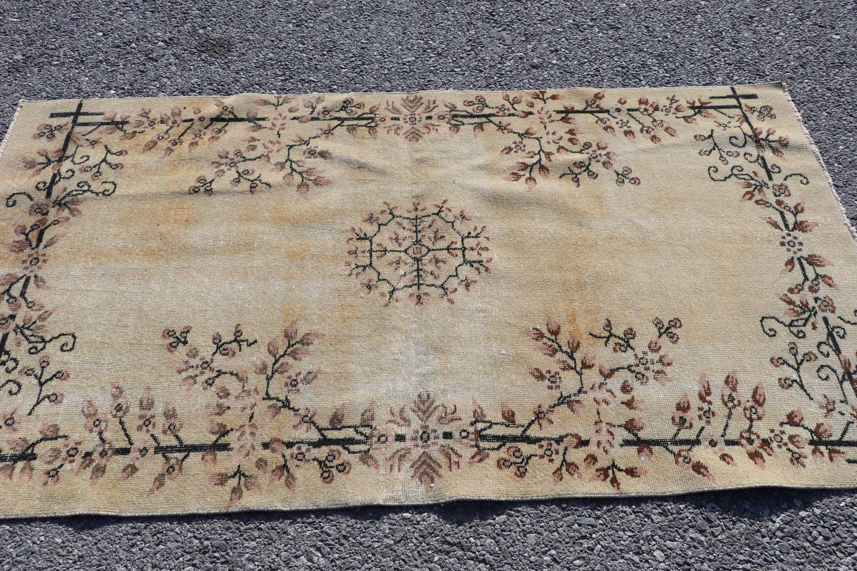 Rugs for Kitchen, Turkish Rugs, Cool Rugs, 3.5x6.4 ft Accent Rug, Nursery Rug, Kitchen Rug, Vintage Rug, Brown Floor Rug, Bedroom Rug