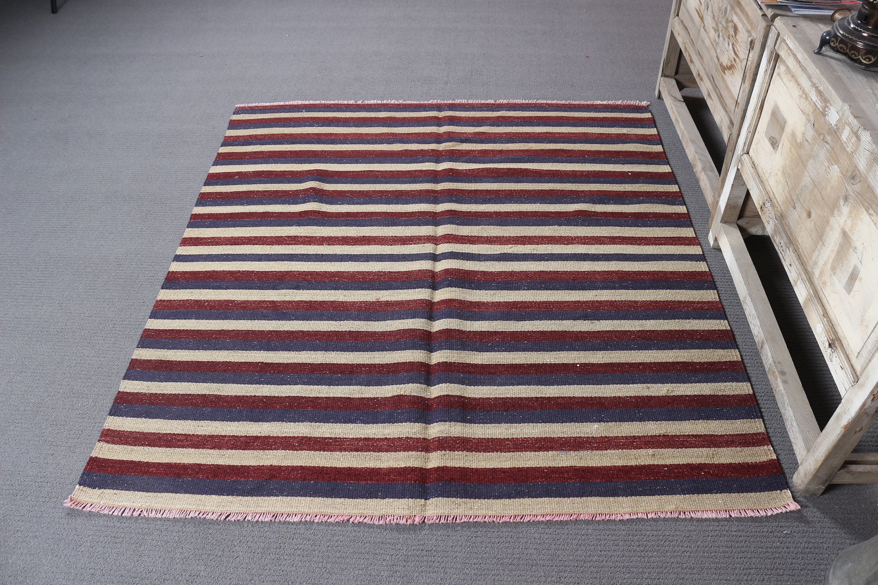 Yurt Halısı, Mutfak Halısı, Kilim, Oryantal Halı, Türk Halısı, Vintage Halı, 4,6x5,1 ft Accent Halılar, Mor Havalı Halılar, Yatak Odası Halısı