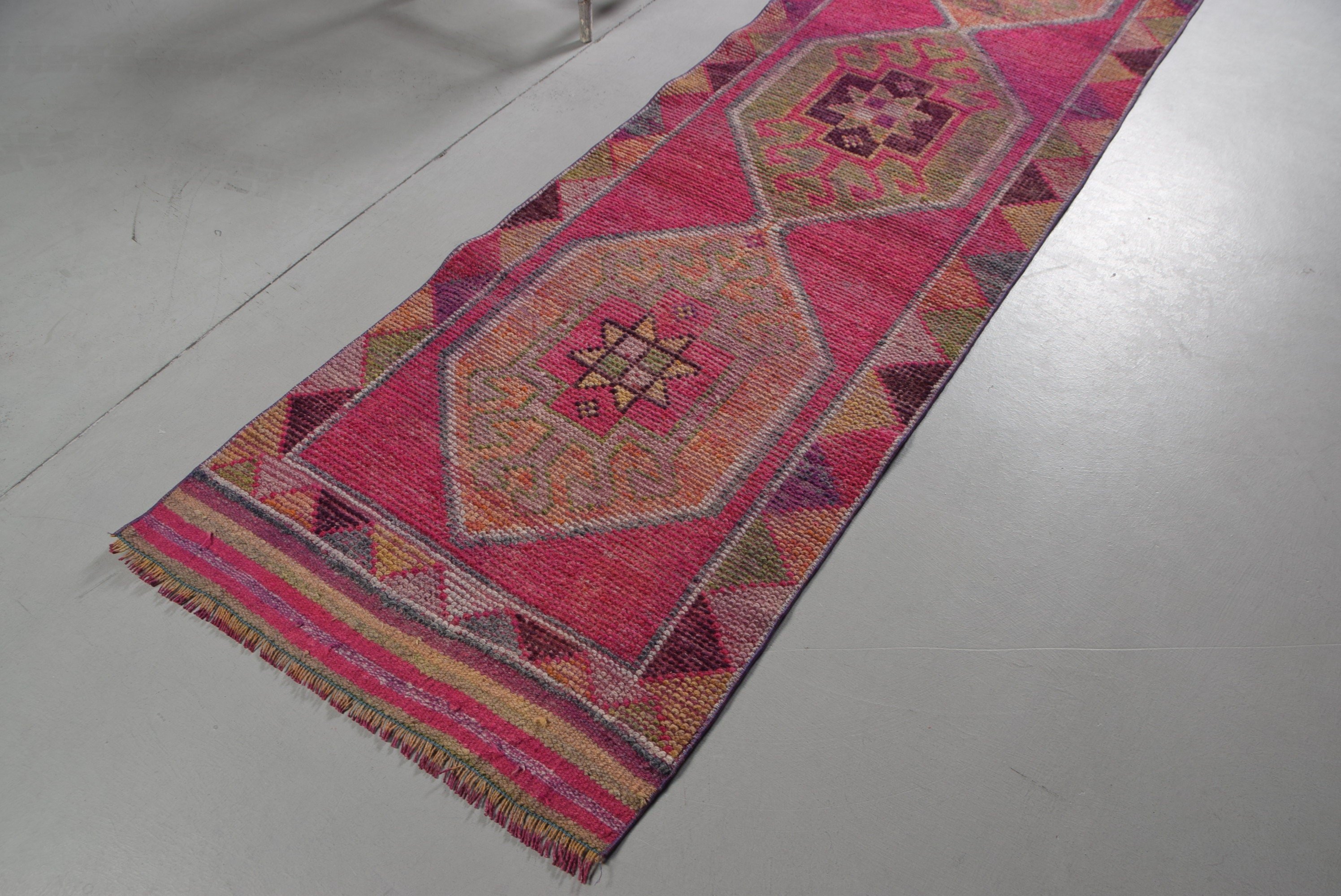 Pink Cool Rug, Hallway Rugs, Home Decor Rug, Bedroom Rugs, 2.9x10.4 ft Runner Rug, Vintage Rug, Dorm Rug, Turkish Rugs, Stair Rugs, Art Rug