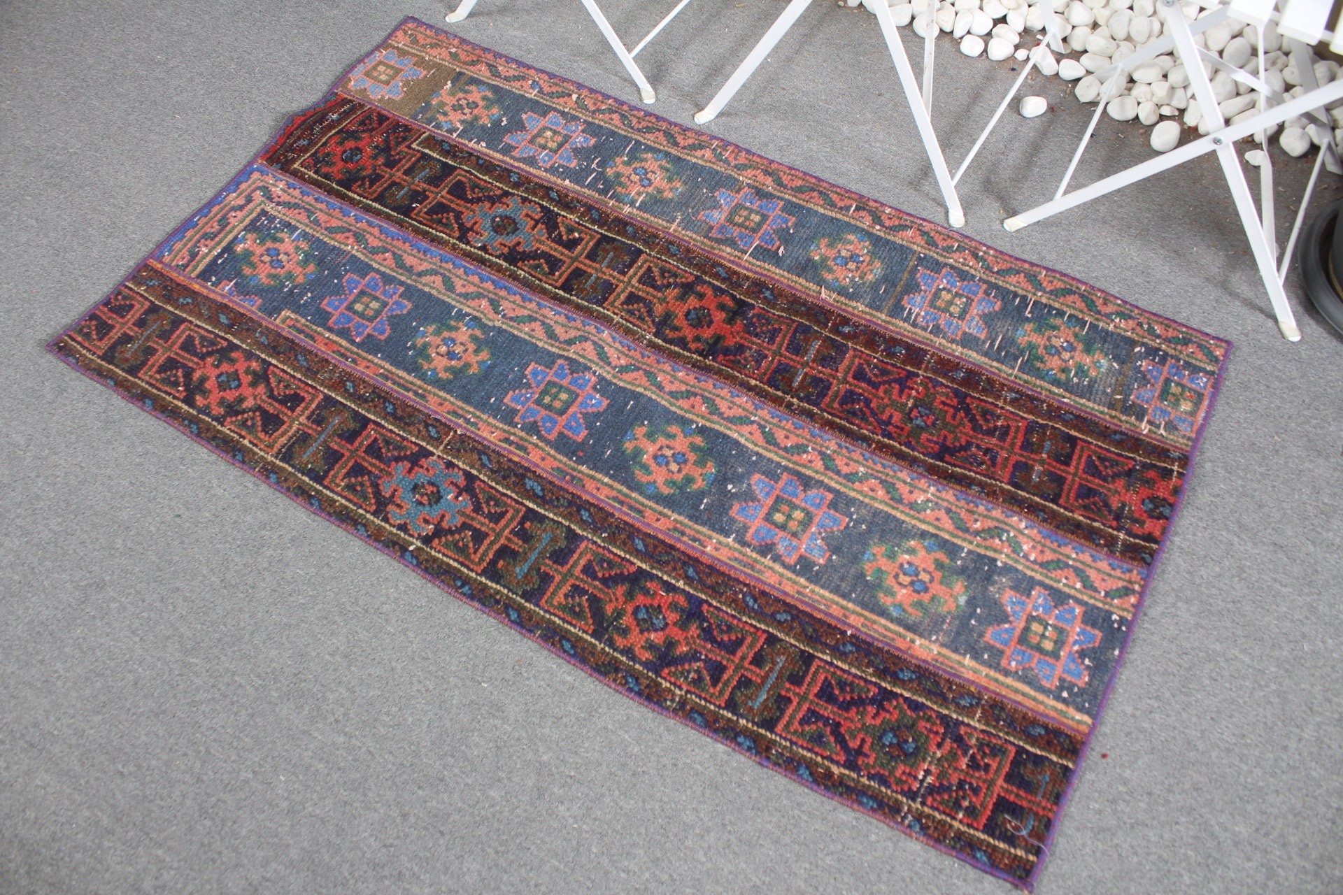 2.7x4.8 ft Small Rug, Kitchen Rugs, Vintage Rug, Bedroom Rugs, Car Mat Rug, Cute Rug, Turkish Rug, Blue Home Decor Rugs