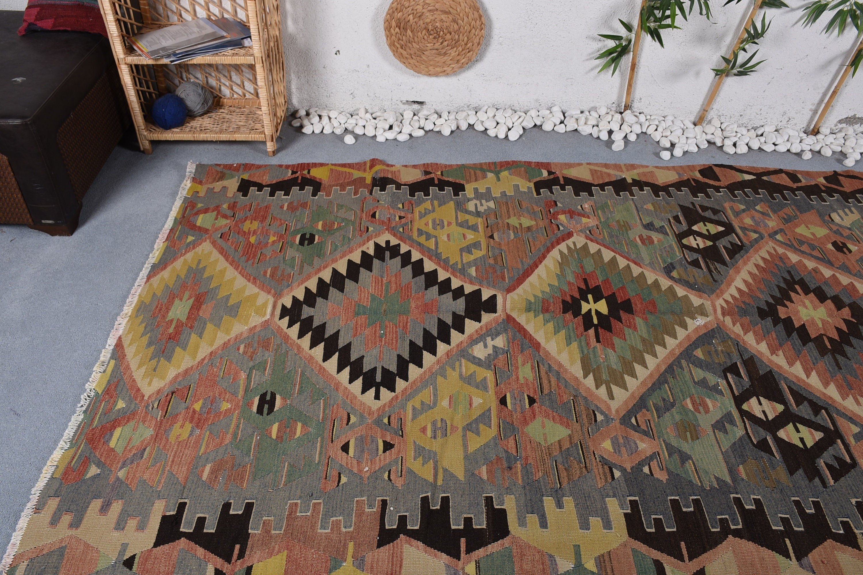 Living Room Rugs, Cool Rug, Bedroom Rugs, Distressed Rug, Rugs for Salon, Kilim, 5.2x9.6 ft Large Rug, Vintage Rugs, Turkish Rug, Floor Rug