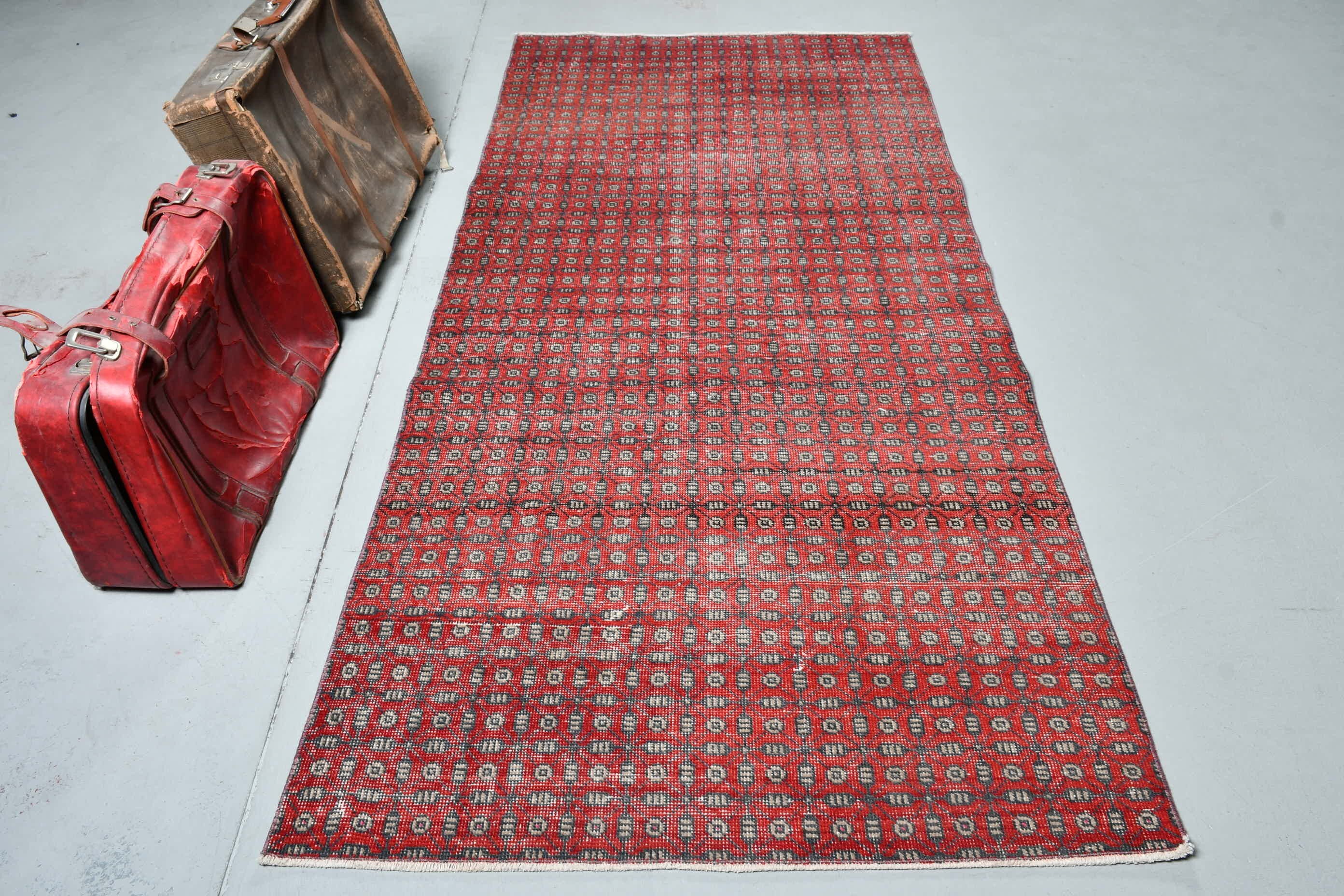 Turkish Rug, Floor Rugs, Living Room Rug, Kitchen Rugs, Vintage Rug, Antique Rugs, Red Home Decor Rug, 3.7x8.1 ft Area Rug, Eclectic Rug