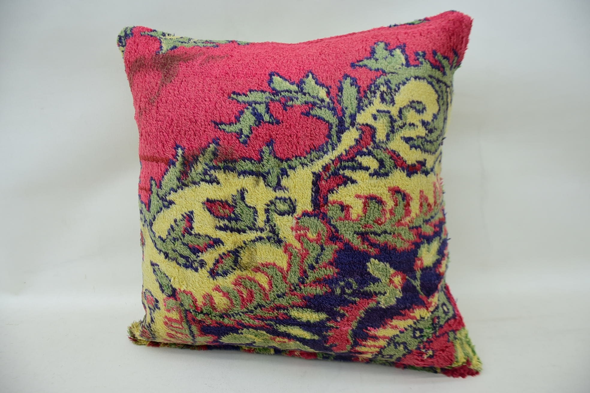 Cozy Throw Cushion, 16"x16" Pink Pillow Sham, Throw Kilim Pillow, Square Throw Cushion Cover, Turkish Pillow, Home Decor Pillow