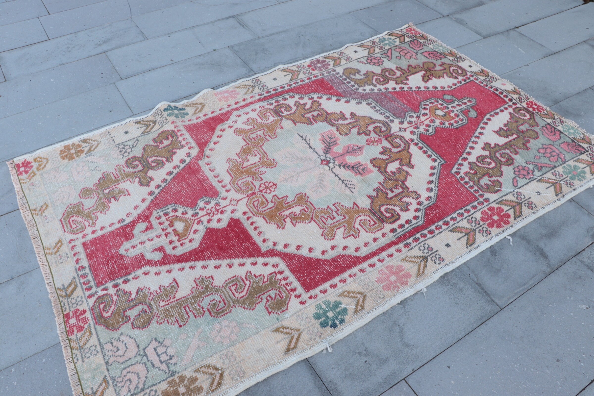 Moroccan Rug, 4.4x6.9 ft Area Rugs, Decorative Rug, Turkish Rug, Vintage Rug, Bedroom Rug, Red Oriental Rugs, Kitchen Rug, Home Decor Rug