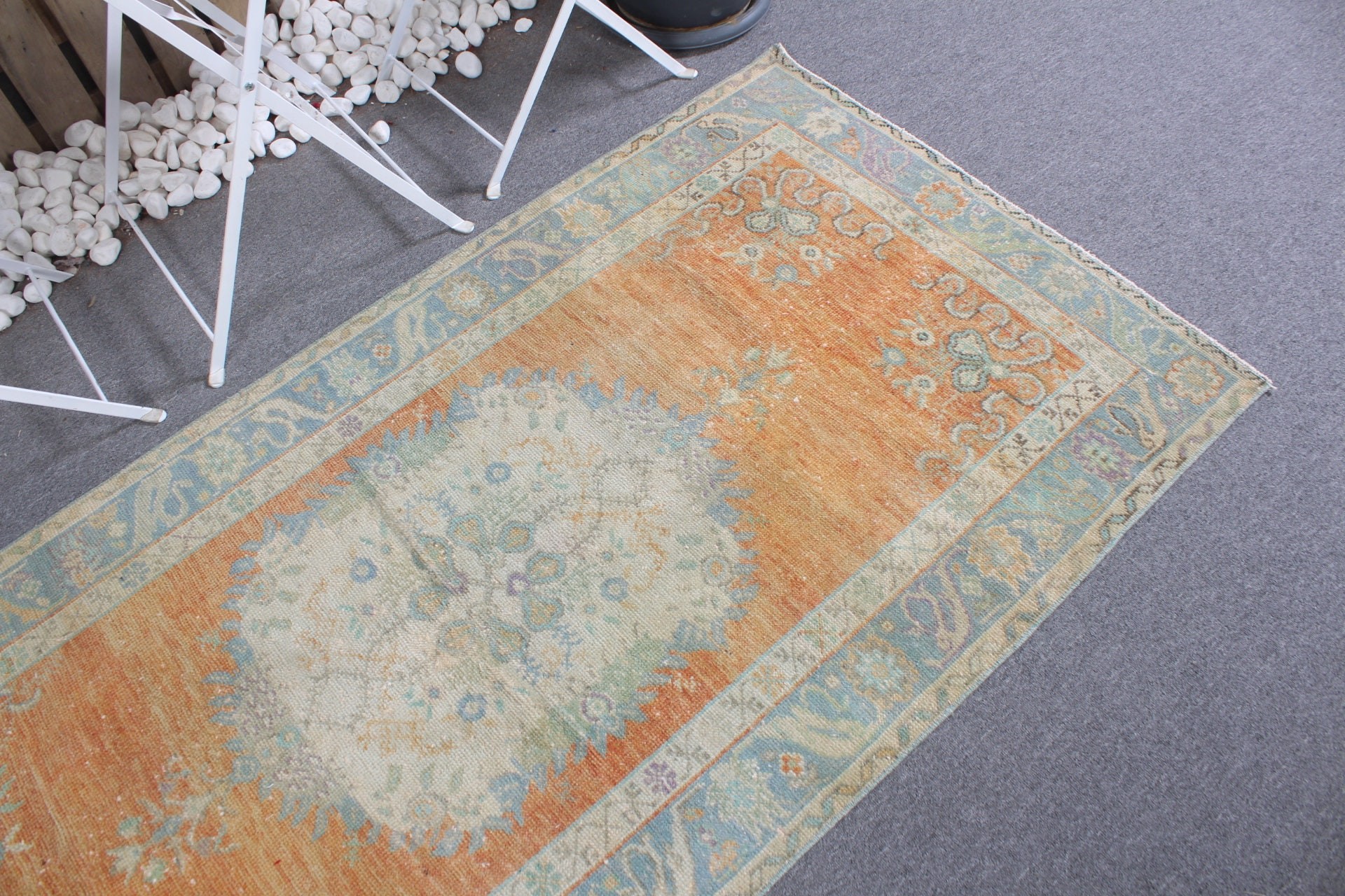 3.3x6.4 ft Accent Rug, Vintage Rugs, Bedroom Rug, Entry Rug, Orange Antique Rug, Turkish Rug, Rugs for Entry, Floor Rug, Kitchen Rug