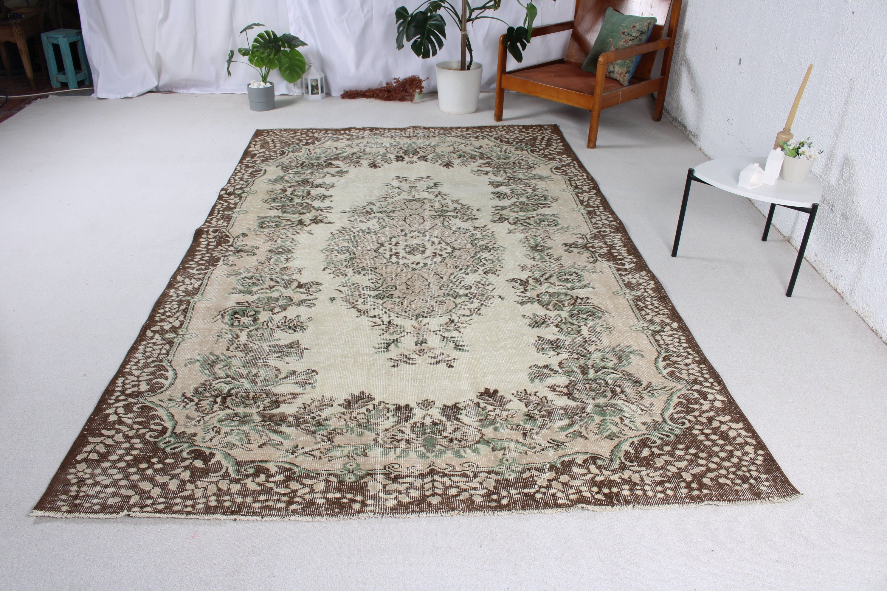 Vintage Halılar, Gri Mutfak Halıları, Açıklama Halısı, Oturma Odası Halısı, Yemek Odası Halıları, Oryantal Halı, 5.9x9.2 ft Büyük Halı, Türk Halısı