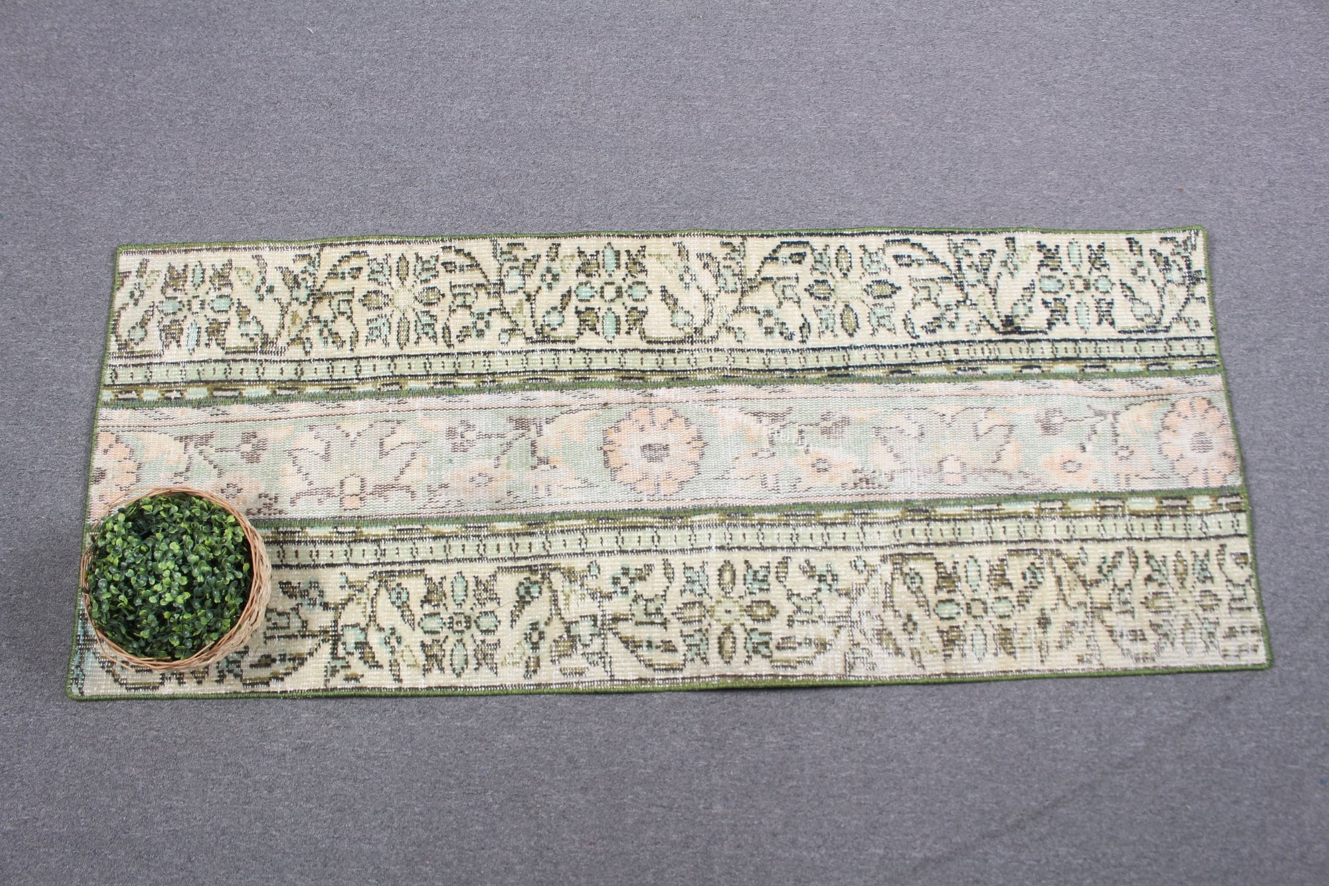 Yeşil Fas Halıları, Oryantal Halı, Yatak Odası Halısı, Sanat Halıları, Türk Halıları, 2,2x5,3 ft Küçük Halılar, Vintage Halılar, Banyo Halıları