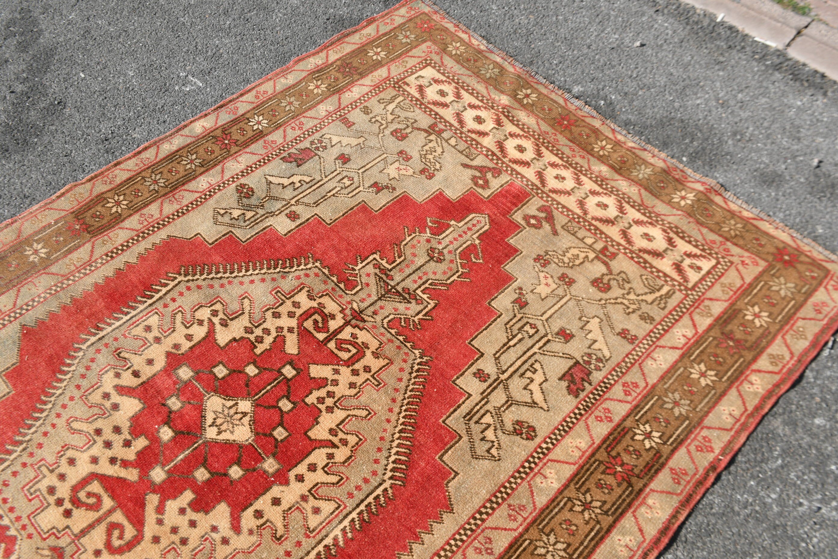 Vintage Halılar, Kırmızı Oushak Halı, Türk Halısı, Antika Halı, Yer Halıları, Oryantal Halılar, 4.6x7.6 ft Alan Halısı, Yemek Odası Halıları, İç Mekan Halısı