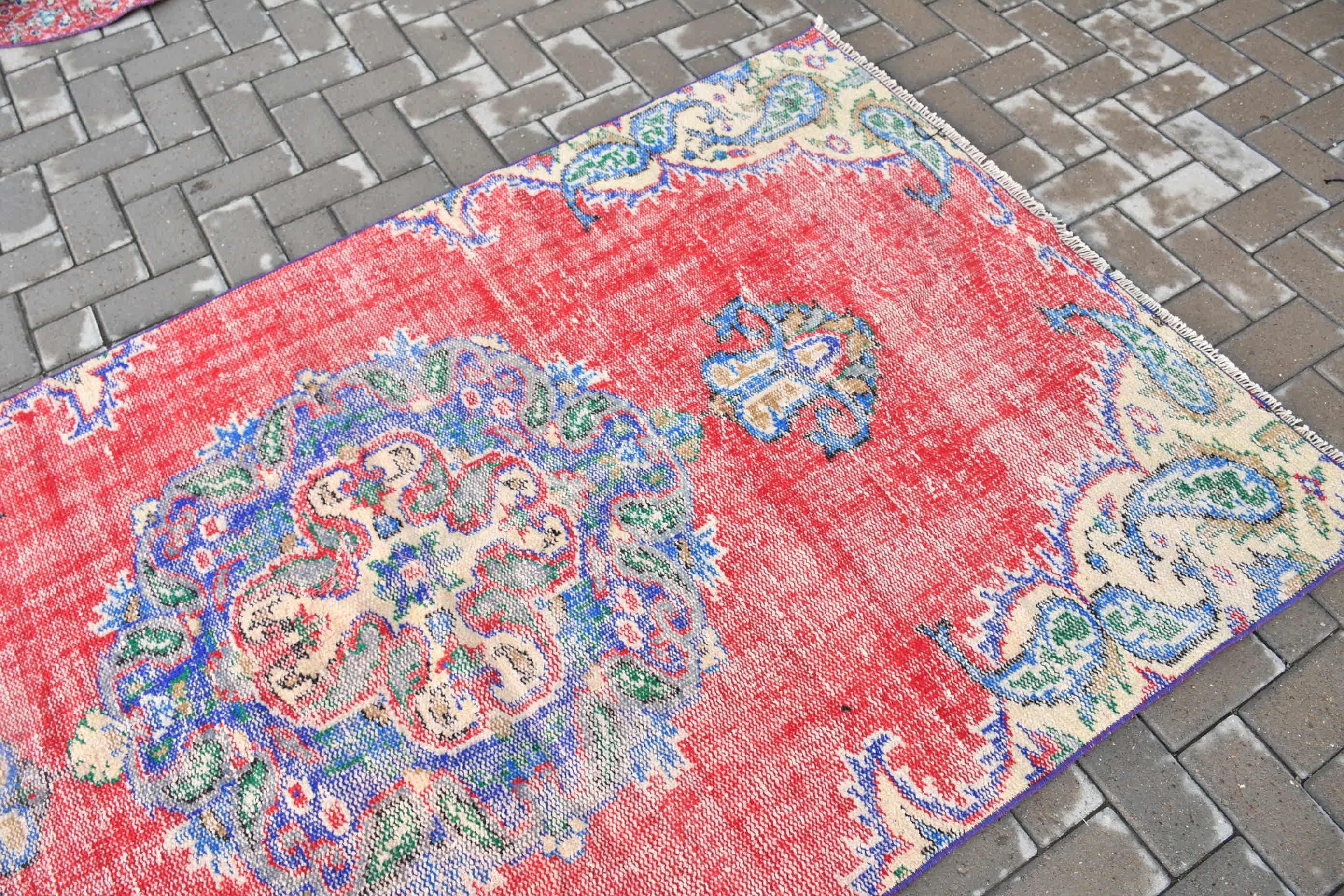 Indoor Rug, Floor Rug, 4.1x7.1 ft Area Rugs, Red Antique Rugs, Rugs for Indoor, Turkish Rug, Home Decor Rug, Vintage Rug, Nursery Rug