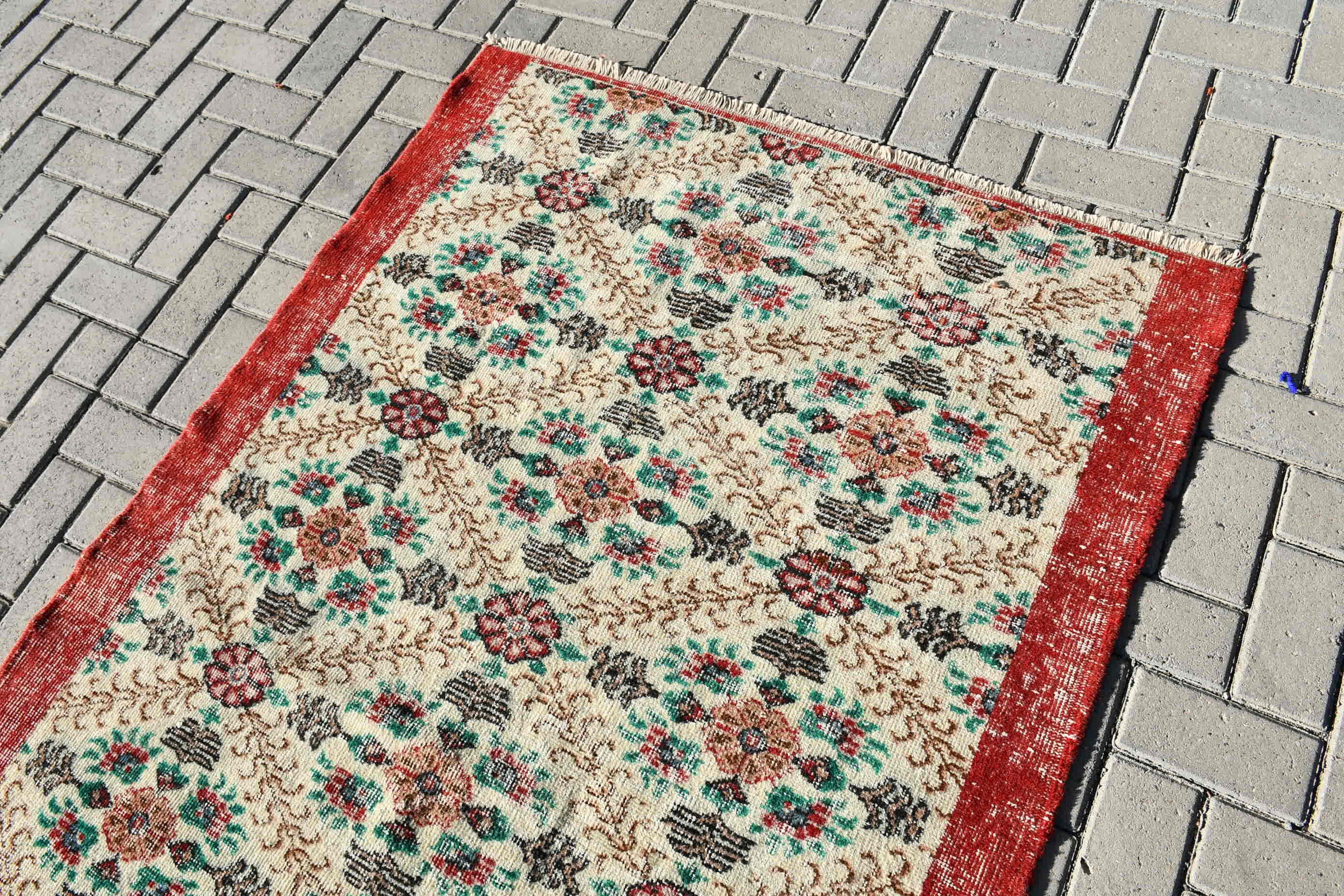 4x6.8 ft Area Rugs, Boho Area Rug Rugs, Oushak Rug, Vintage Rug, Rugs for Kitchen, Turkish Rug, Floor Rug, Red Floor Rugs, Nursery Rug