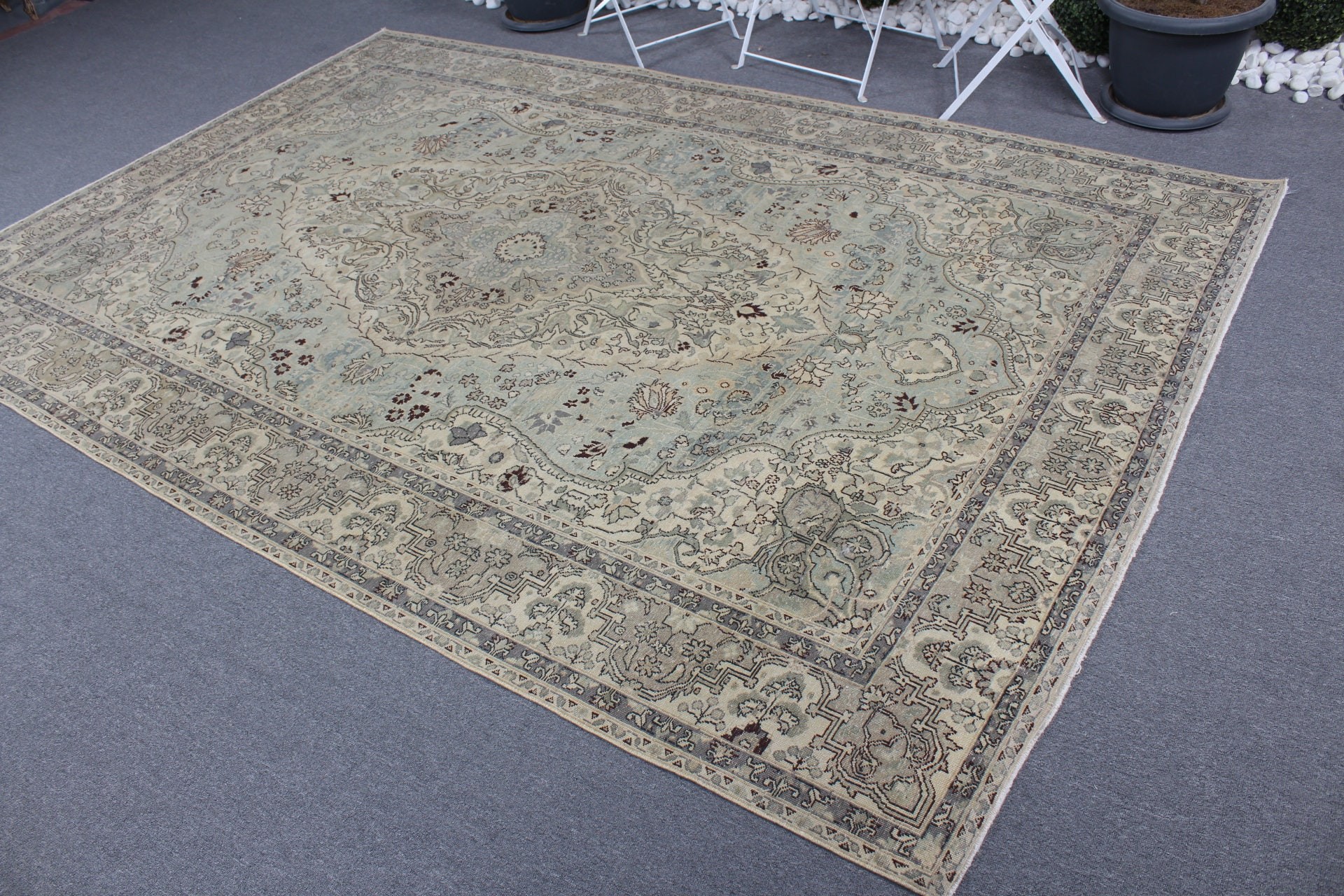 Fas Halısı, Türk Halısı, Vintage Halılar, Yatak Odası Halıları, 6,4x9,3 ft Büyük Halı, Mutfak Halısı, Yeşil Yün Halı, Oturma Odası Halısı, Salon Halısı