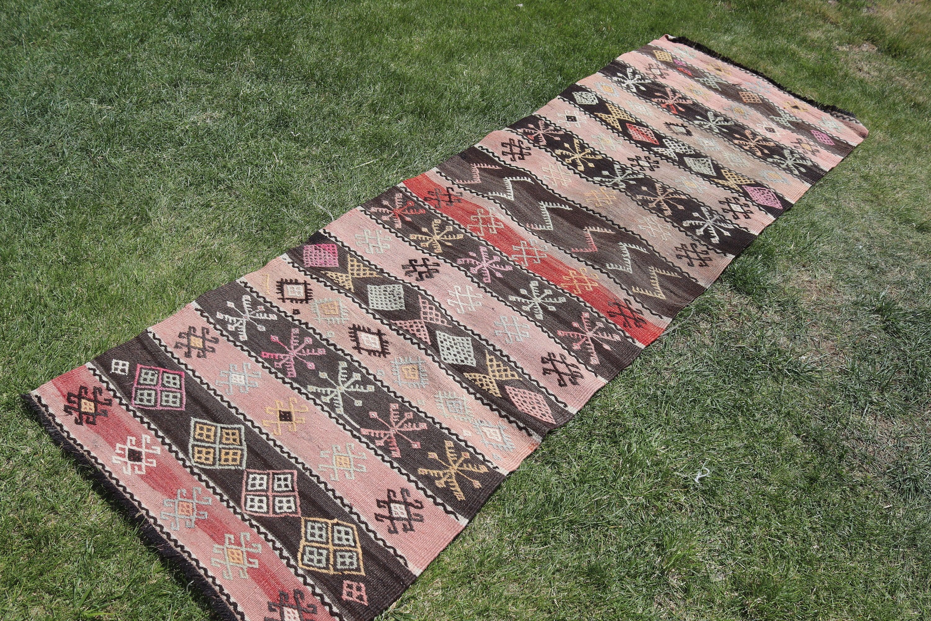 Pink Kitchen Rugs, Floor Rugs, Turkish Rug, Kilim, Hallway Rug, Vintage Rugs, Corridor Rugs, Bedroom Rugs, 2.6x7.9 ft Runner Rugs