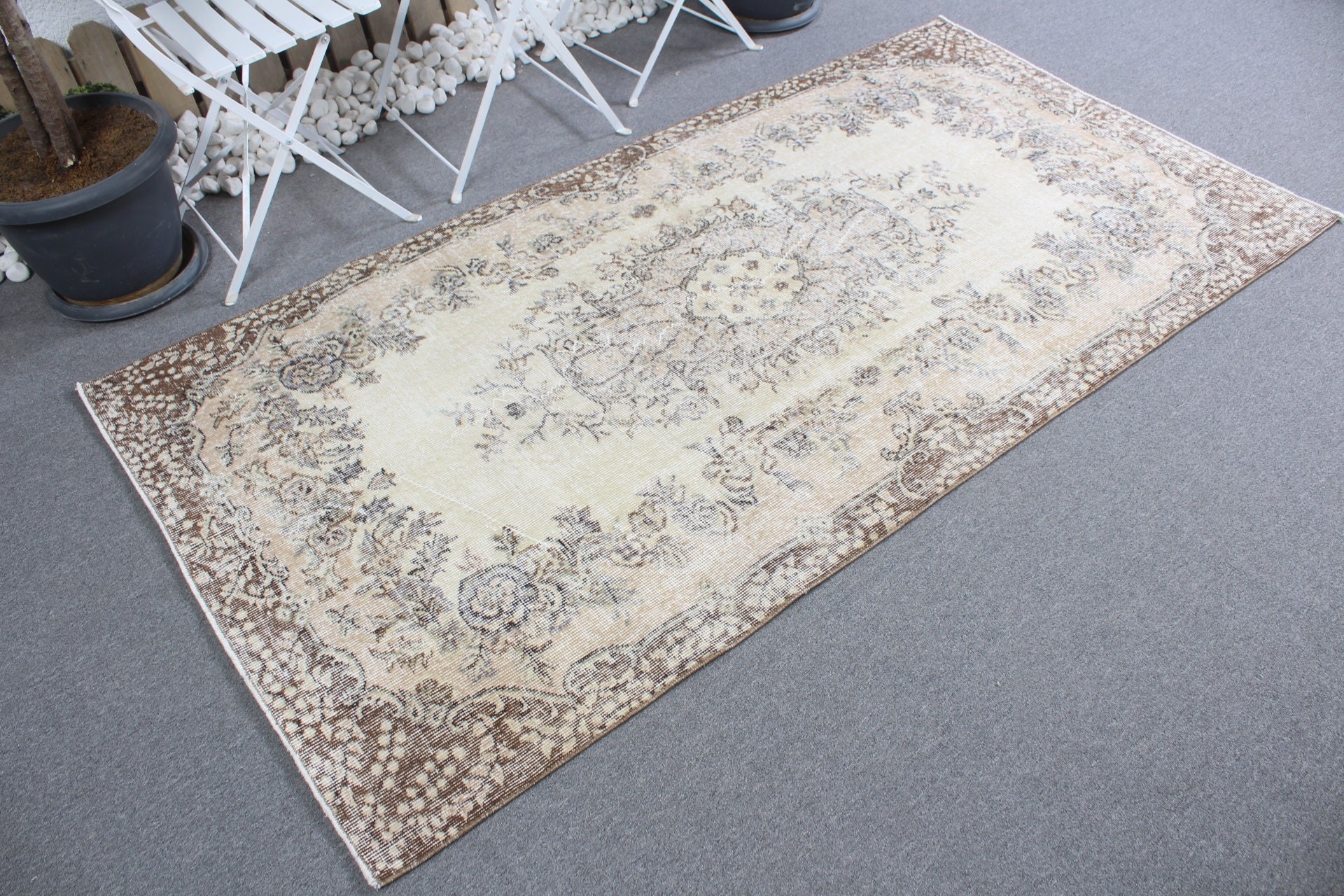 Turkish Rug, Office Rug, Bedroom Rugs, Indoor Rug, Beige Home Decor Rugs, Oriental Rug, 3.8x7.3 ft Area Rug, Vintage Rug, Home Decor Rug