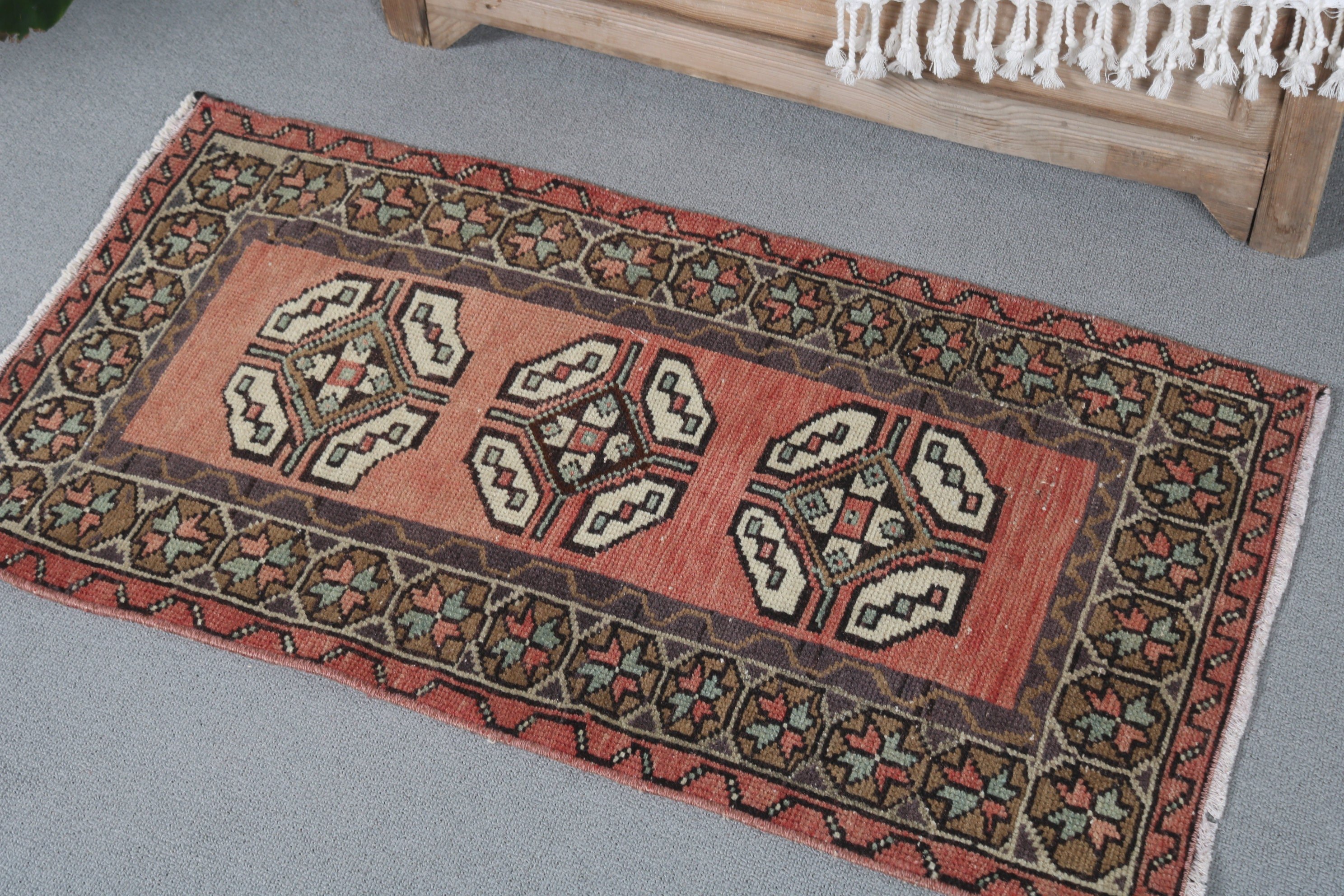 Bedroom Rugs, Antique Rug, Door Mat Rug, Vintage Rug, Decorative Rugs, Red  1.6x3.1 ft Small Rug, Bathroom Rug, Turkish Rugs