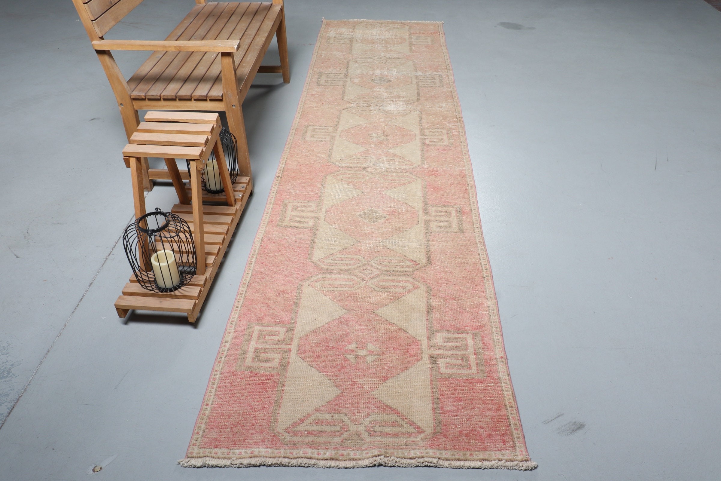 Pink Moroccan Rugs, Wool Rug, Hallway Rug, 2.9x11.8 ft Runner Rugs, Vintage Rugs, Rugs for Stair, Turkish Rug, Kitchen Rug, Moroccan Rug