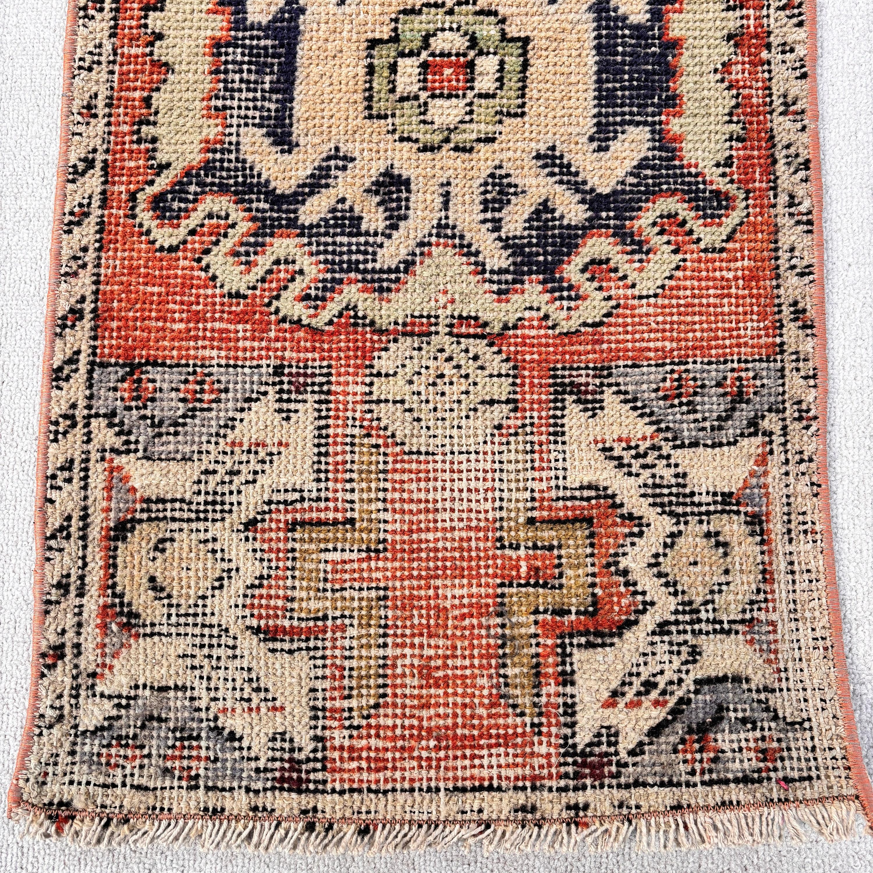 Oushak Halıları, Düz Dokuma Halıları, Çocuk Halıları, Araba Paspas Halıları, Türk Halıları, Vintage Halı, 1.4x2.8 ft Küçük Halı, Kabile Halıları, Turuncu El Dokuma Halı