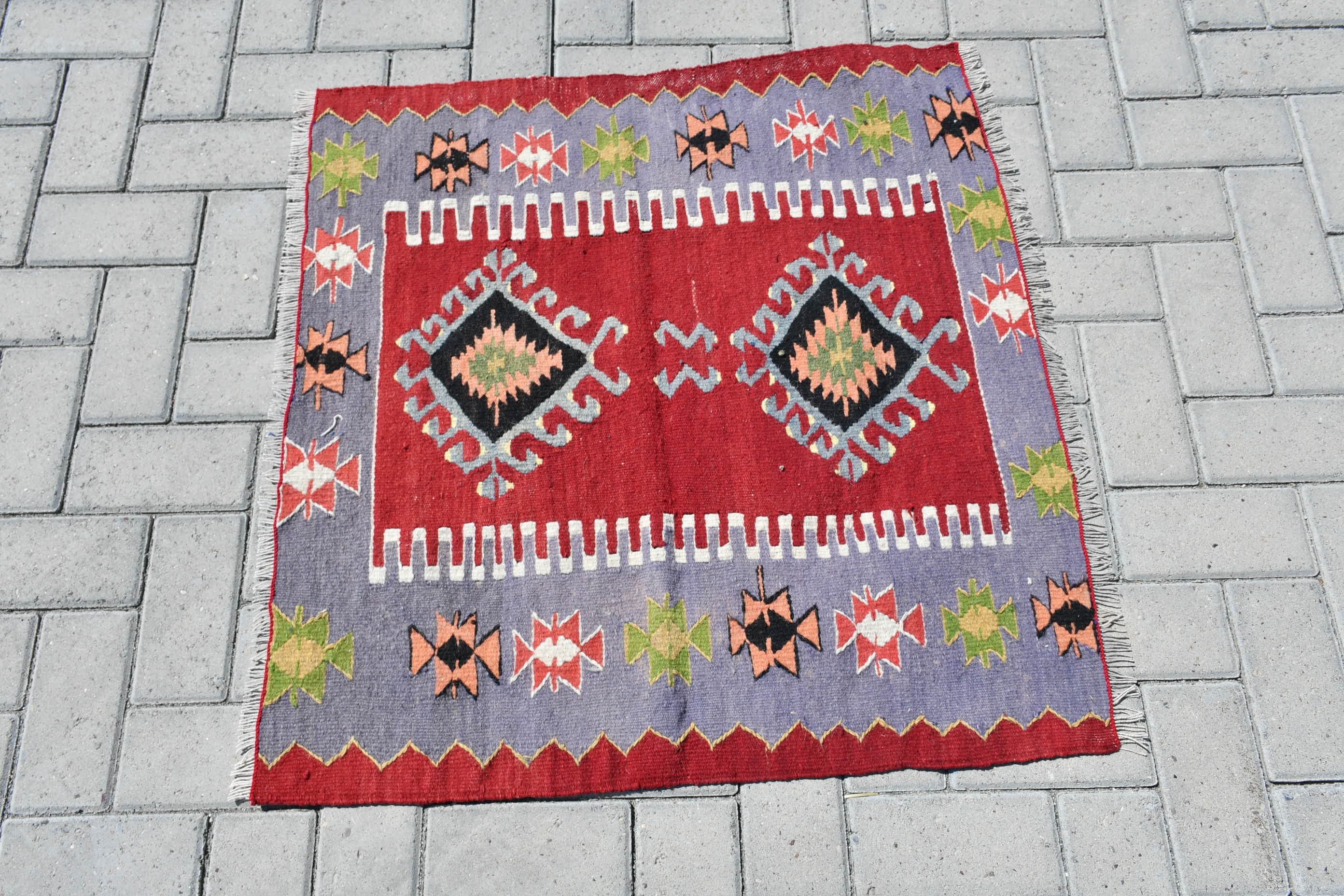 86x83 cm Küçük Kilim, Türk Kilim, Mavi Anadolu Kilim, Paspas Kilim, Duvar Kilim, Banyo Kilim, Mutfak Kilim, Anadolu Kilim, Mutfak Kilim