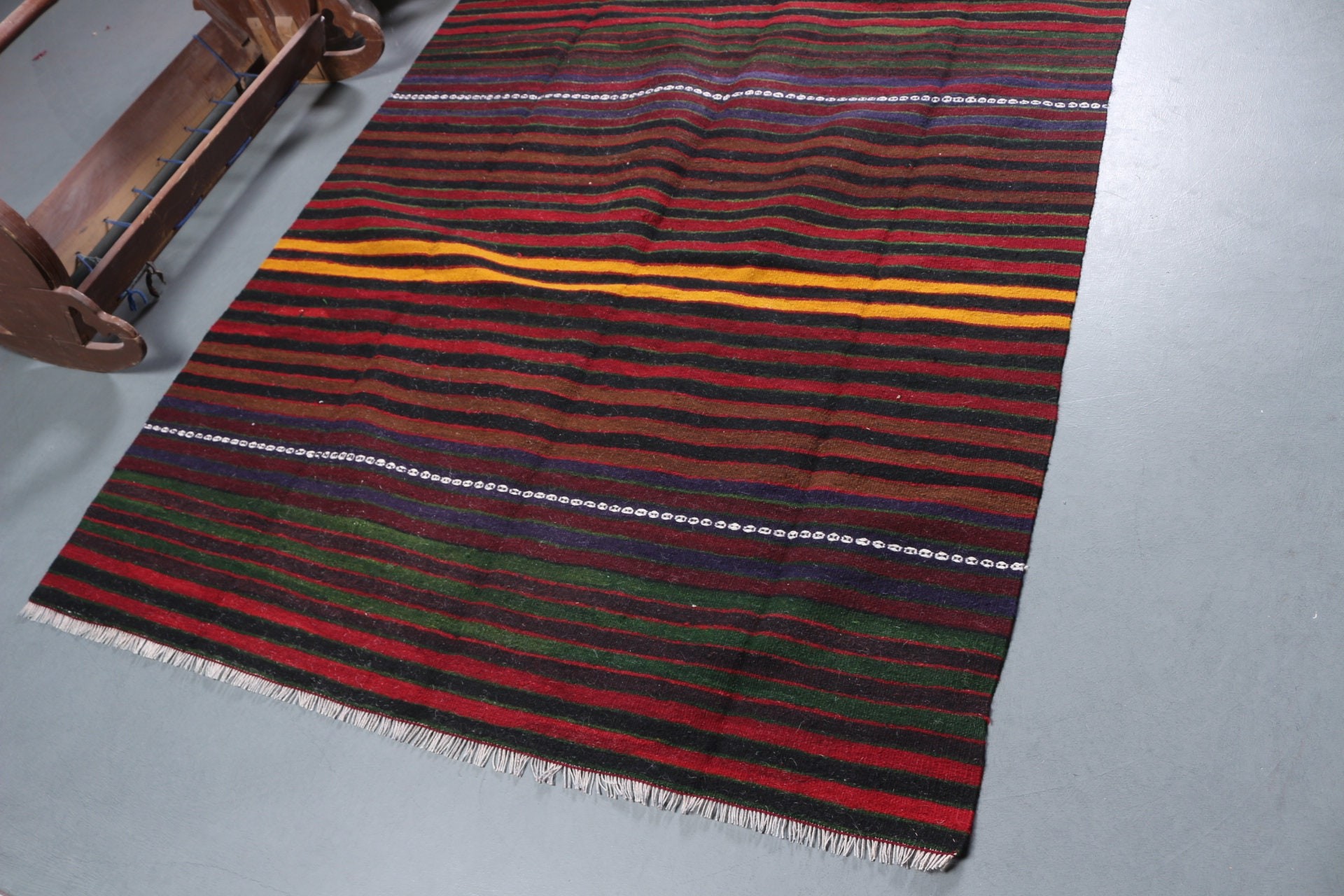 Nostaljik Kilim, Yatak odası Kilim, Yatak odası Kilim, Siyah Yatak odası Kilim, Oturma odası Kilim, 157x351 cm Salon Kilim, Uşak Kilim