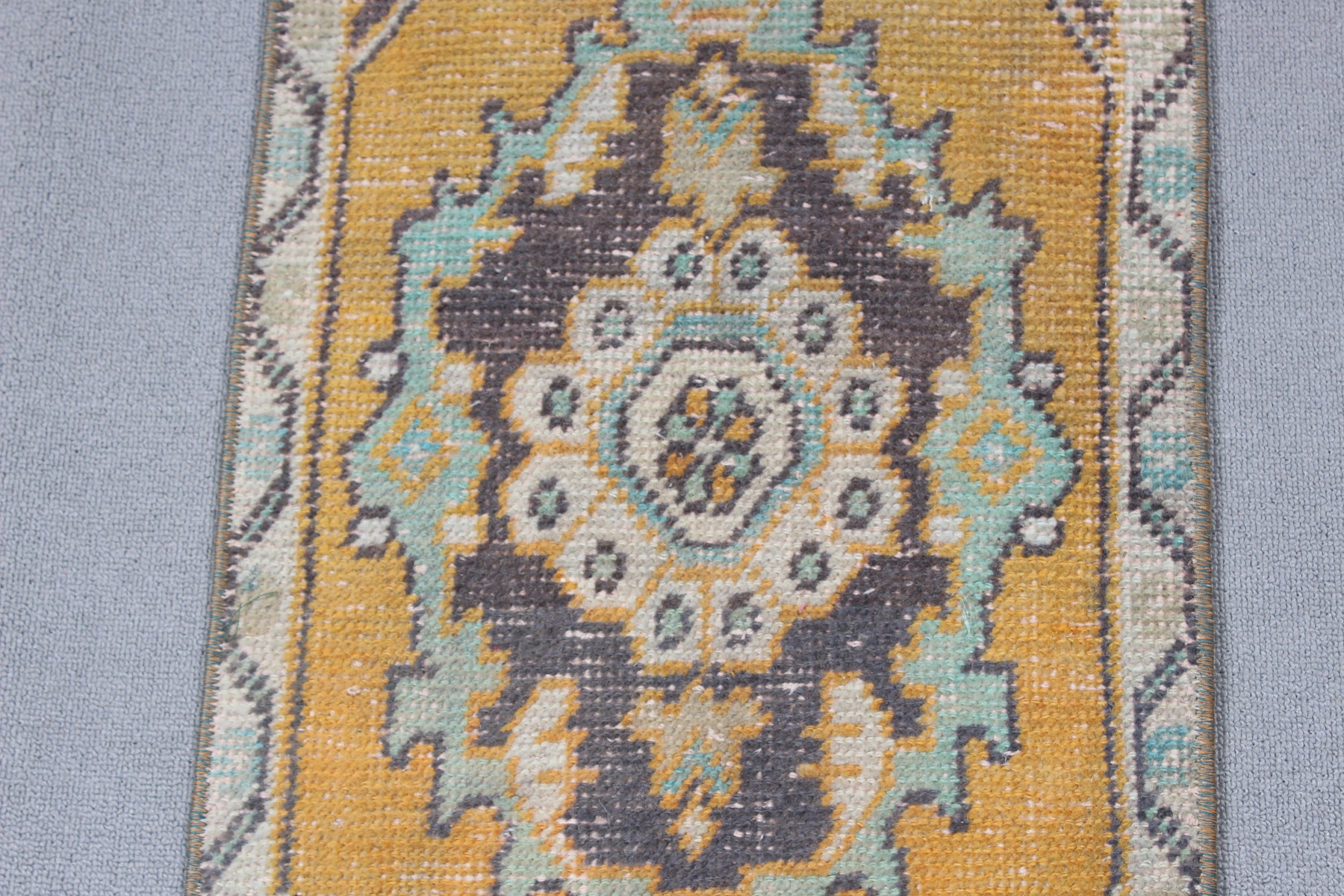 Wall Hanging Rugs, Moroccan Rug, Home Decor Rugs, Turkish Rugs, Kitchen Rug, Vintage Rugs, 1.4x2.9 ft Small Rugs, Yellow Home Decor Rugs