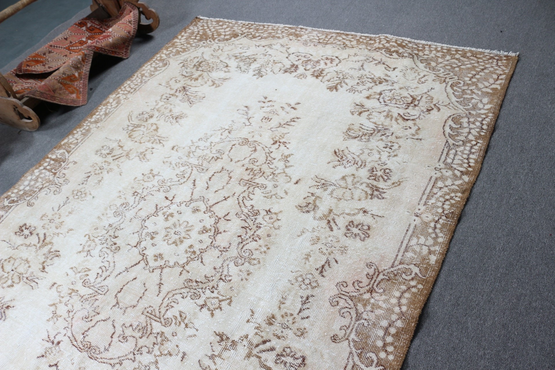 Cool Rug, Rugs for Salon, Vintage Rugs, Dining Room Rugs, Bedroom Rug, Salon Rug, 6x9.2 ft Large Rug, Beige Kitchen Rugs, Turkish Rugs