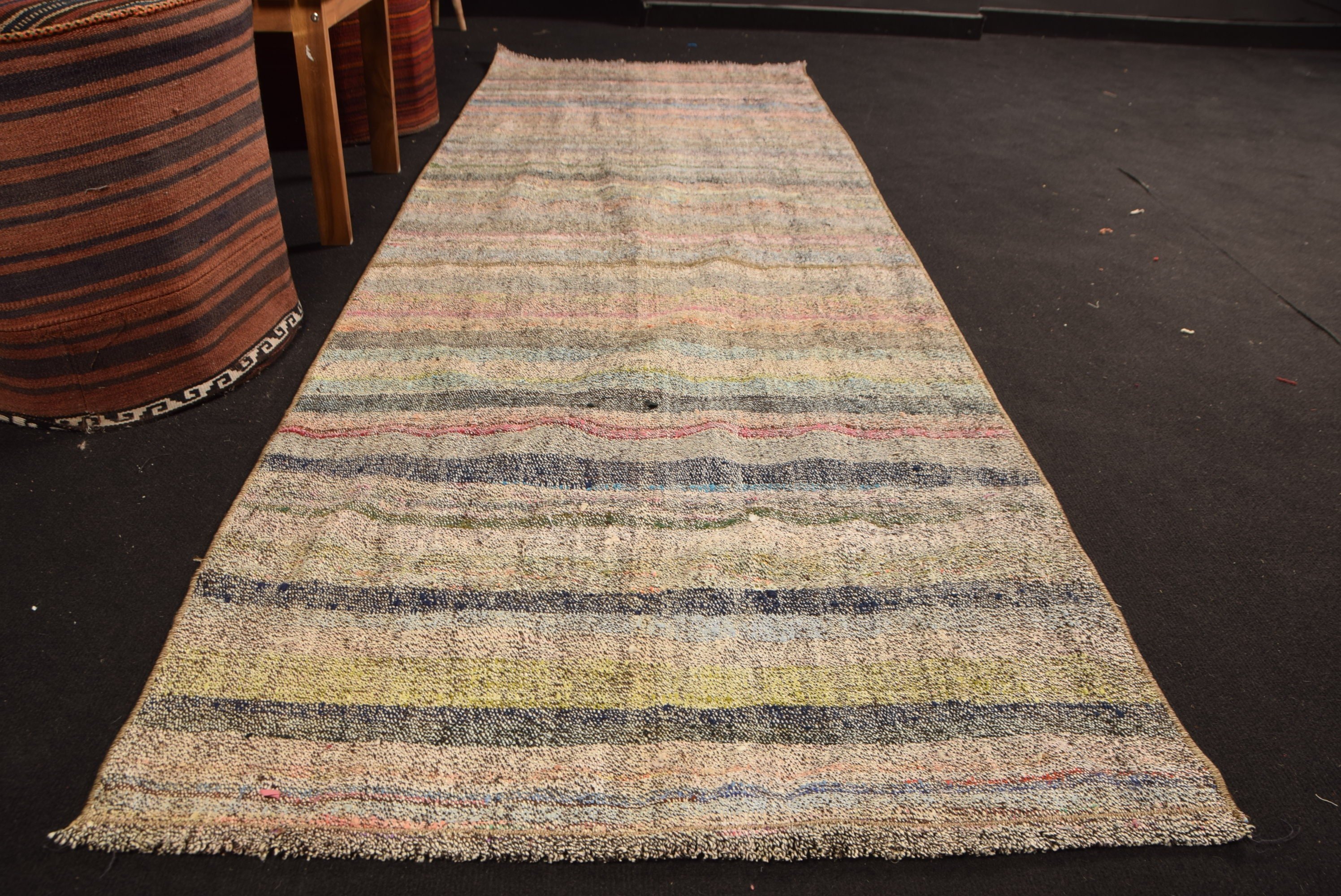 Gökkuşağı Oushak Halı, Vintage Halı, 2.8x8.3 ft Runner Halı, Boho Halı, Koridor Halısı, Mutfak Halısı, Oushak Halıları, Kilim, Türk Halıları