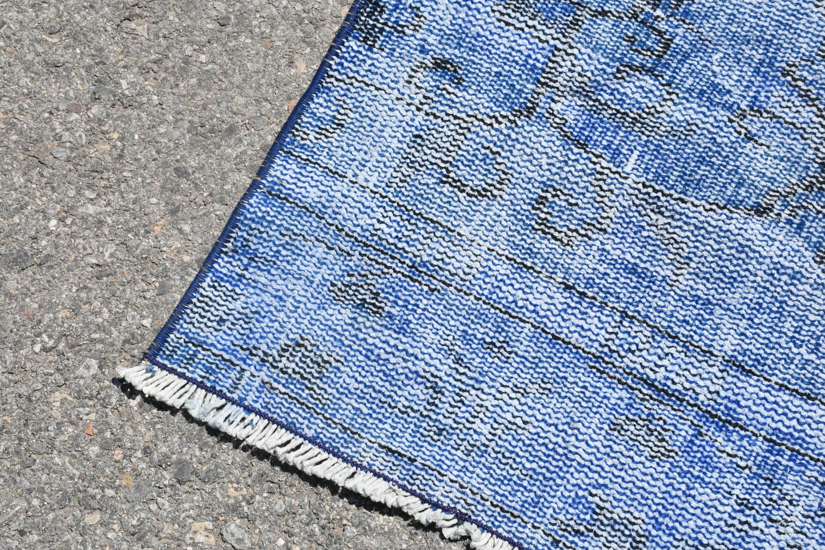 Kitchen Rugs, Anatolian Rug, Indoor Rugs, Vintage Rug, Blue Oushak Rug, Decorative Rugs, 3.6x8.5 ft Area Rug, Living Room Rug, Turkish Rug