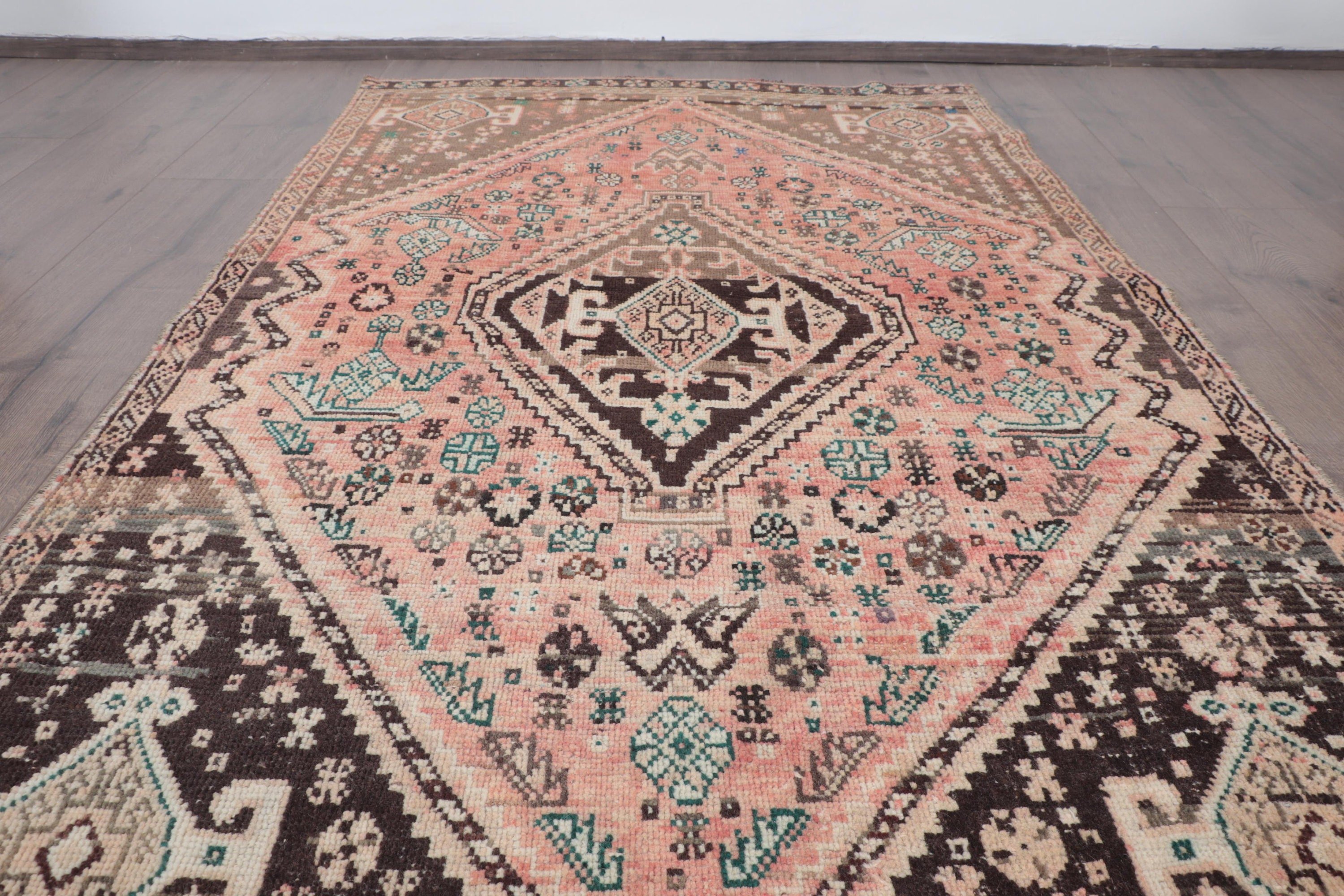 Mutfak Halıları, Boho Vurgulu Halılar, Vintage Halılar, Türk Halısı, Boho Halısı, Pembe Lüks Halılar, Yatak Odası Halıları, Kabile Halısı, 3,4x5,6 ft Vurgulu Halı