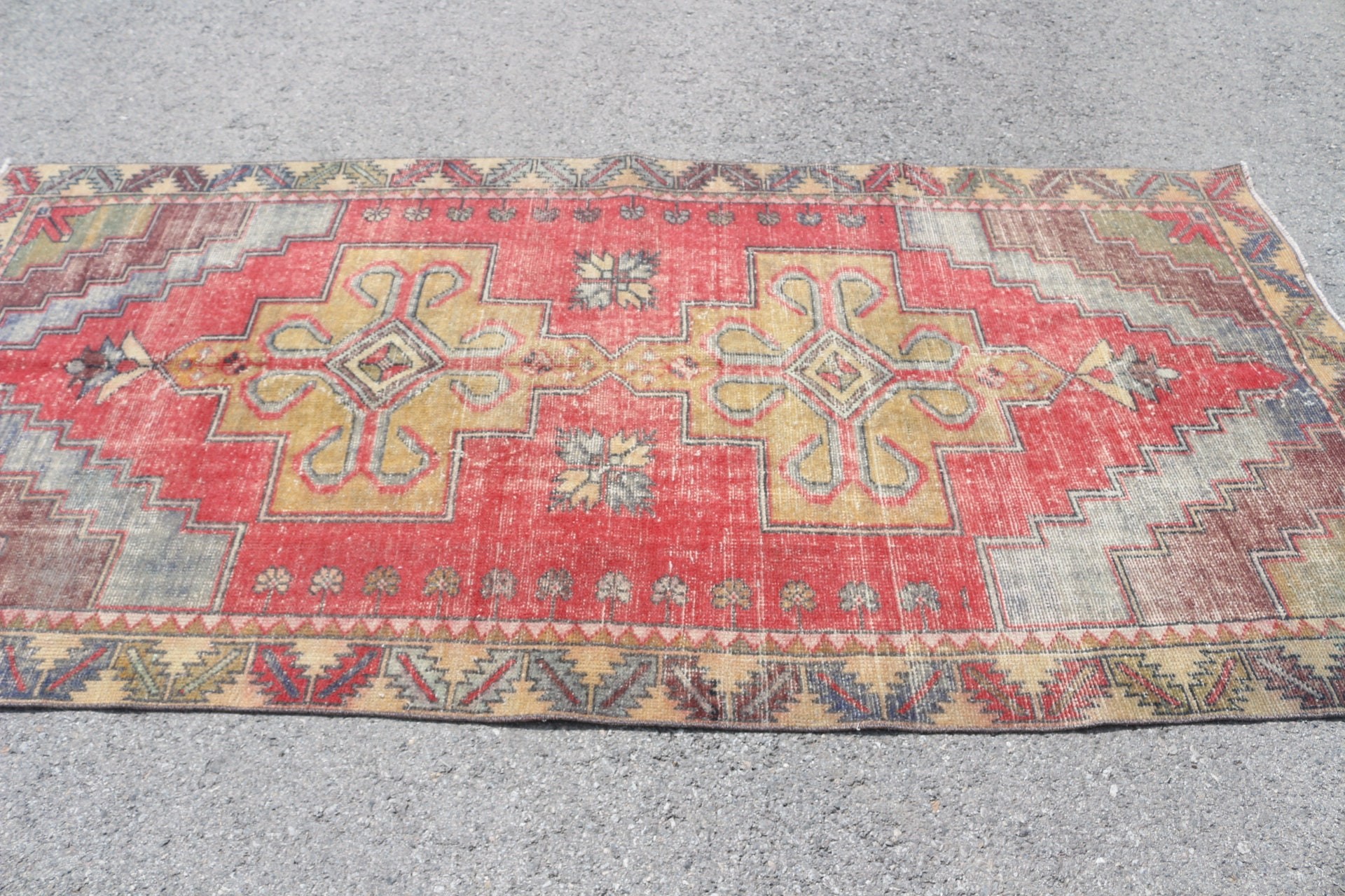 Bedroom Rug, Antique Rug, Dining Room Rugs, Turkish Rug, 4.3x9.1 ft Area Rug, Vintage Rugs, Rugs for Nursery, Wool Rug, Red Oriental Rugs