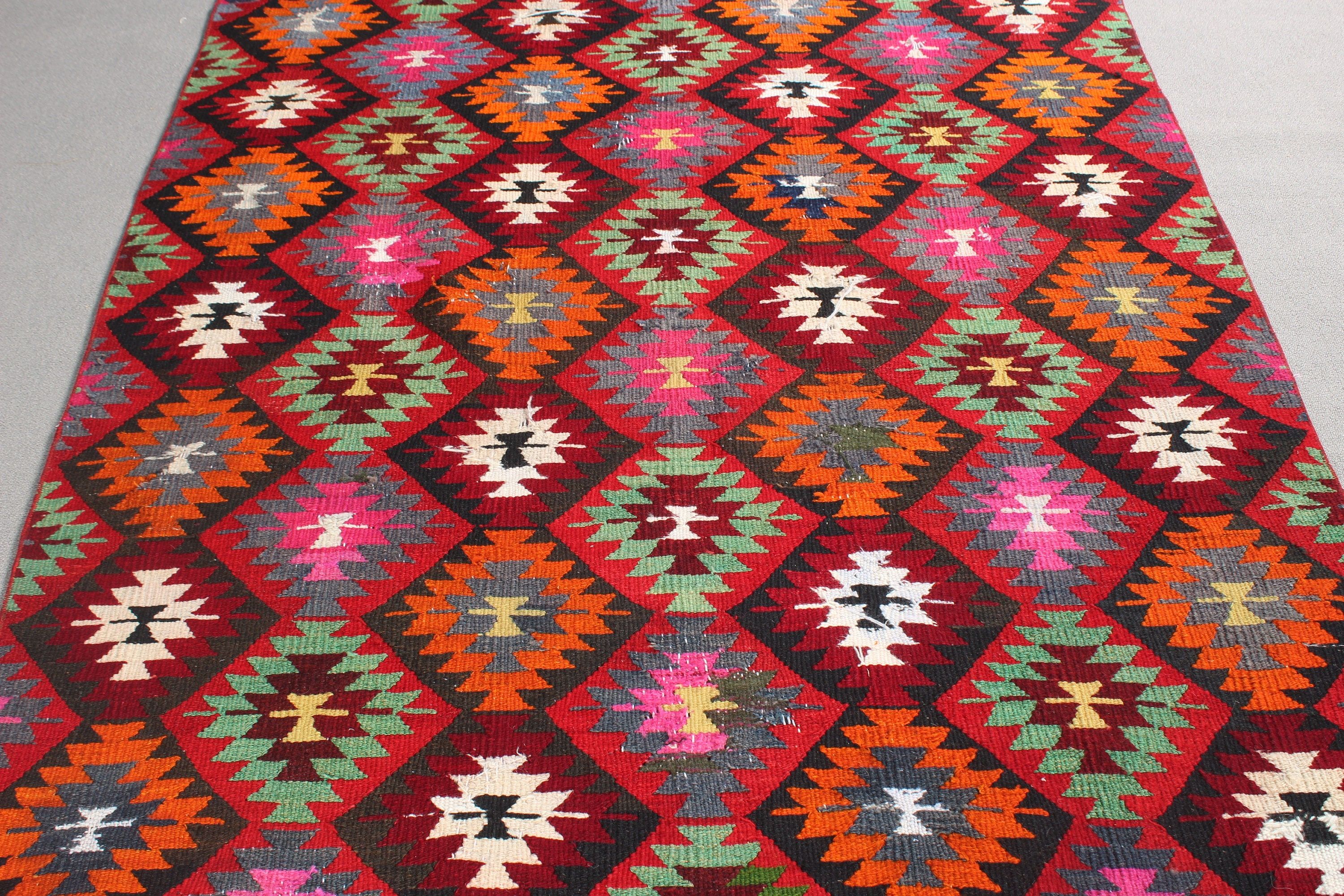 Anadolu Halısı, Kilim, Gökkuşağı Boho Halısı, Oturma Odası Halıları, Boho Halıları, Türk Halıları, Mutfak Halıları, 4.9x8 ft Alan Halıları, Vintage Halılar