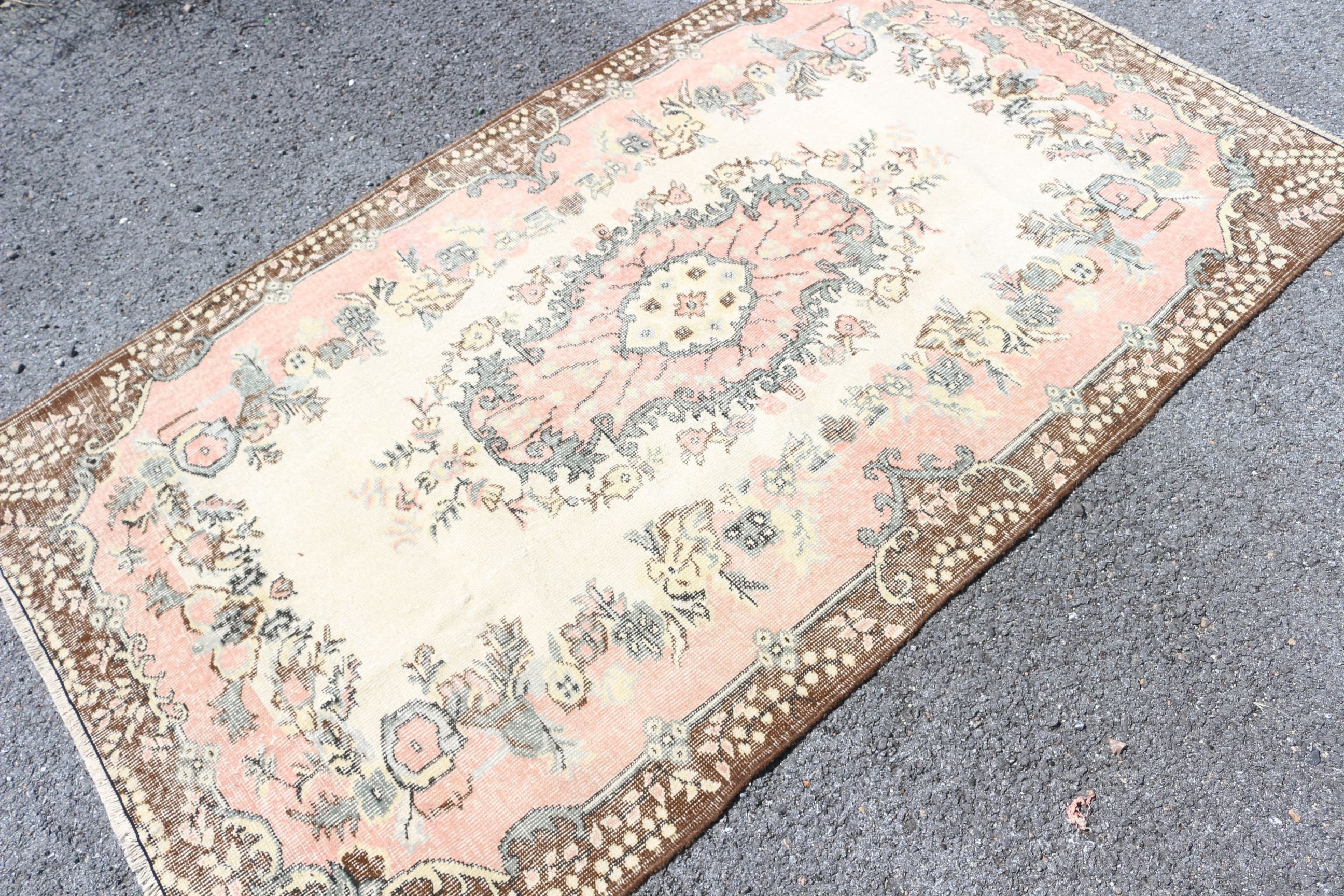 4x6.8 ft Area Rugs, Beige Wool Rug, Indoor Rug, Vintage Decor Rug, Turkish Rugs, Rugs for Kitchen, Kitchen Rug, Vintage Rug, Moroccan Rug