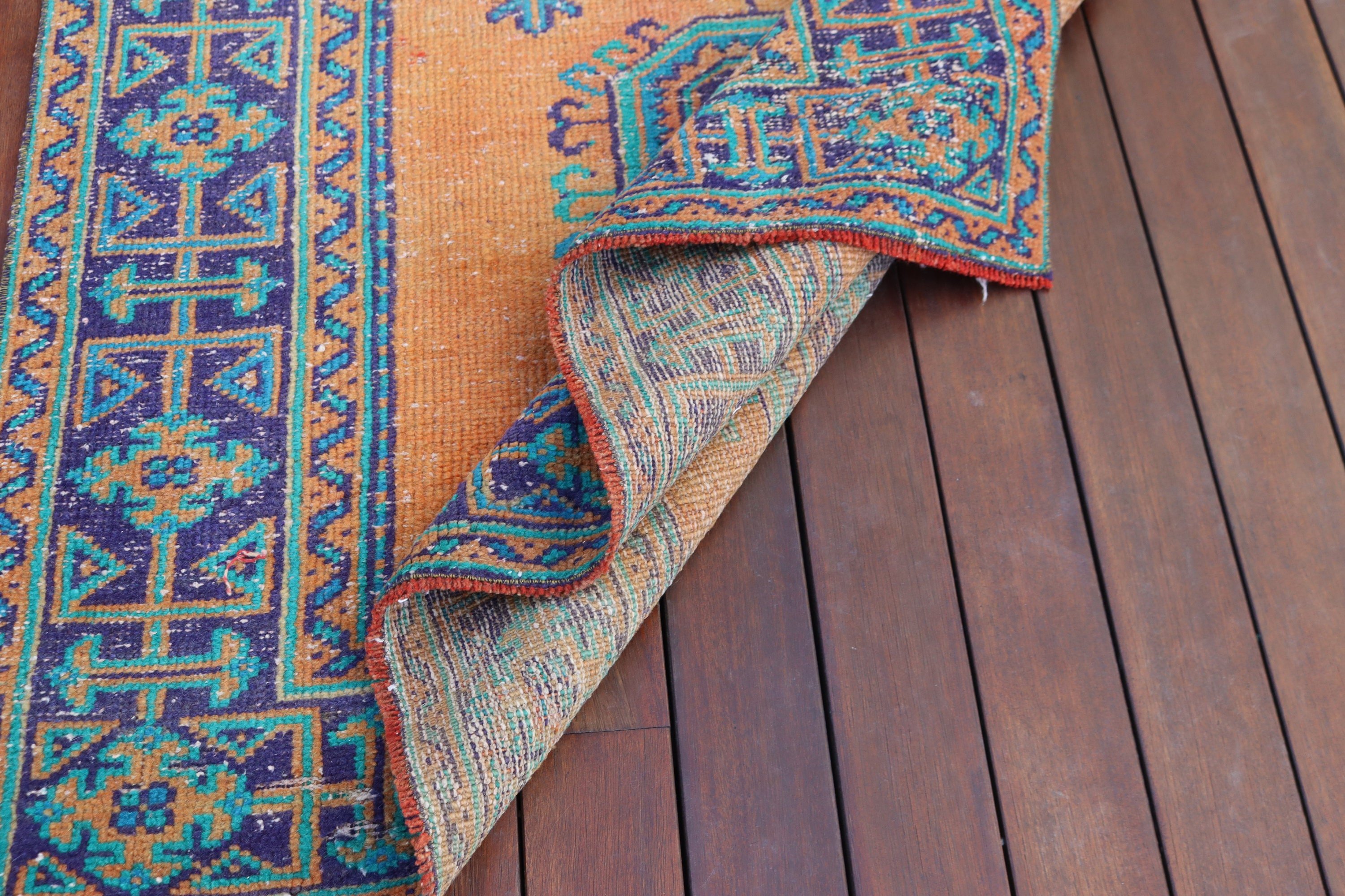 Boho Halıları, 4.2x11.4 ft Runner Halıları, Uzun Koşucu Halıları, Türk Halıları, Vintage Halı, Anadolu Halıları, Turuncu Fas Halısı, Koridor Halısı