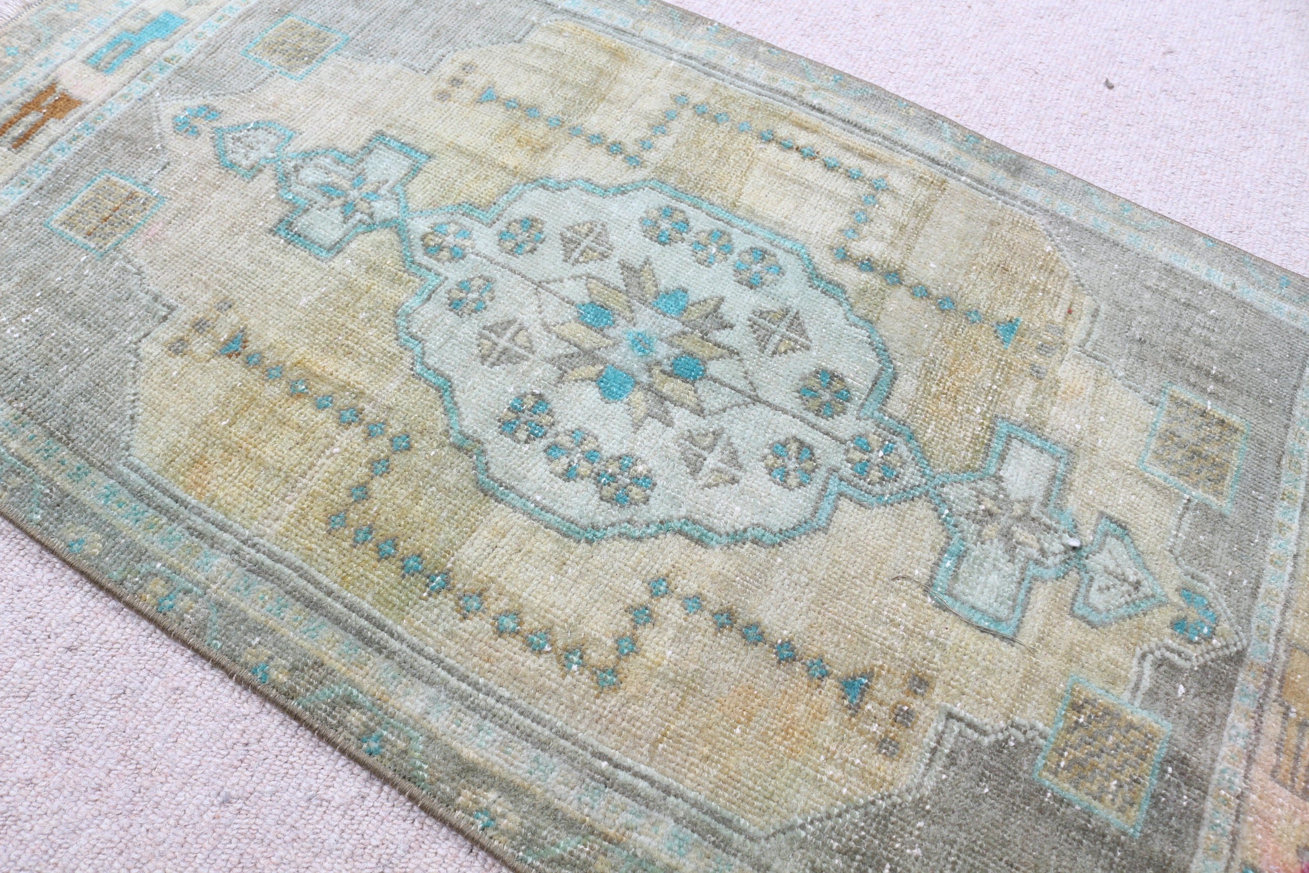 1.8x3.2 ft Small Rug, Vintage Rugs, Rugs for Nursery, Floor Rug, Turkish Rug, Bath Rug, Home Decor Rugs, Green Oriental Rug, Car Mat Rug