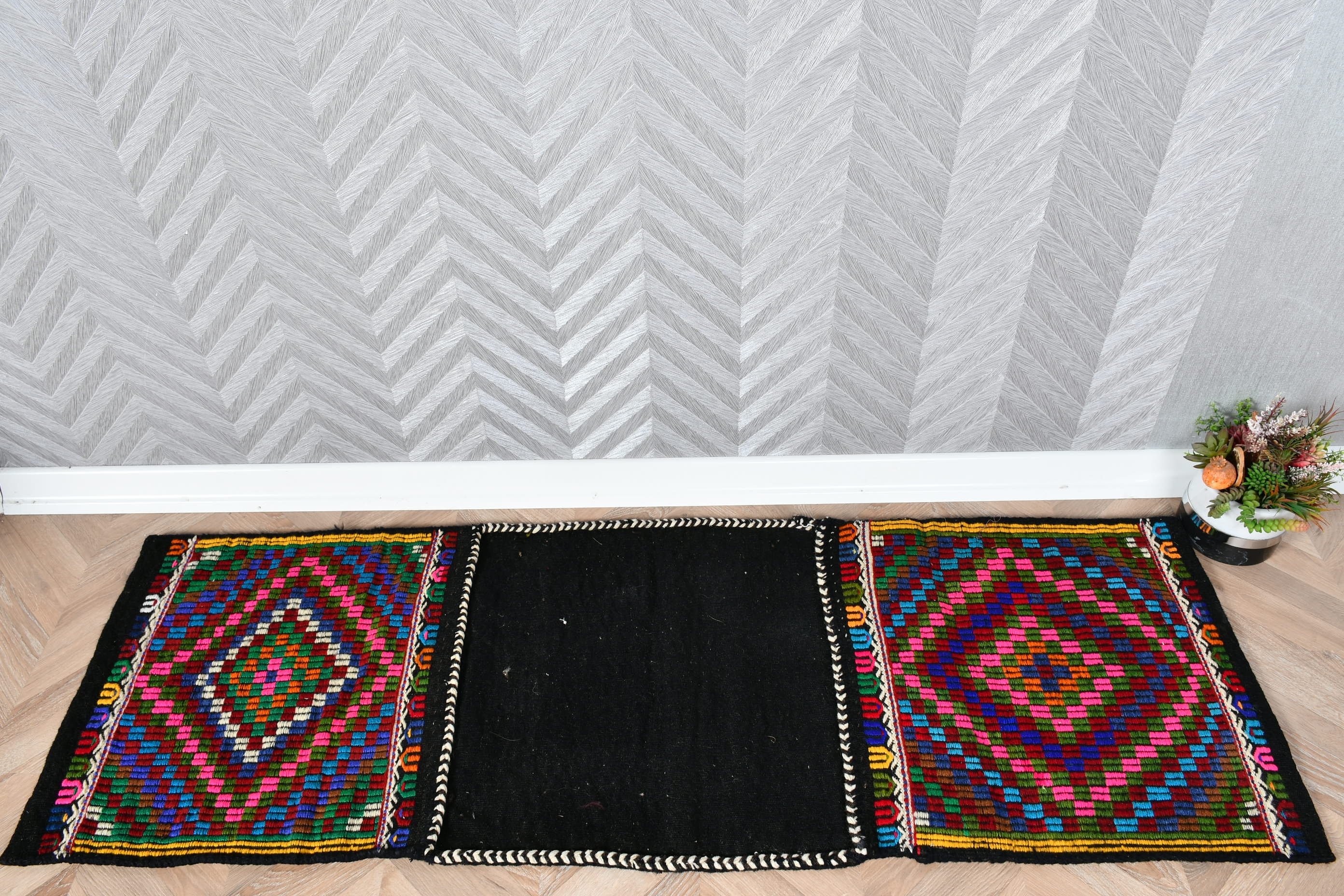 1.8x5.4 ft Runner Halı, Yurt Halısı, Koridor Halısı, Ev Dekorasyonu Halıları, Türk Halıları, Siyah Yatak Odası Halısı, Antika Halı, Vintage Halılar, Runner Halıları